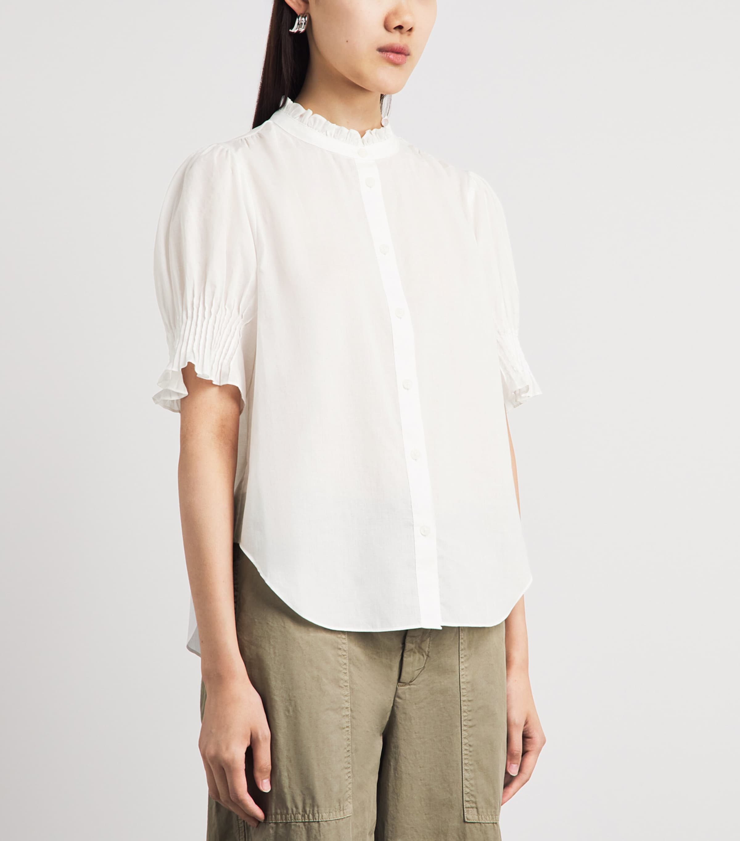 Rag & Bone Womens Cotton Dakota Blouse Bone Image 4