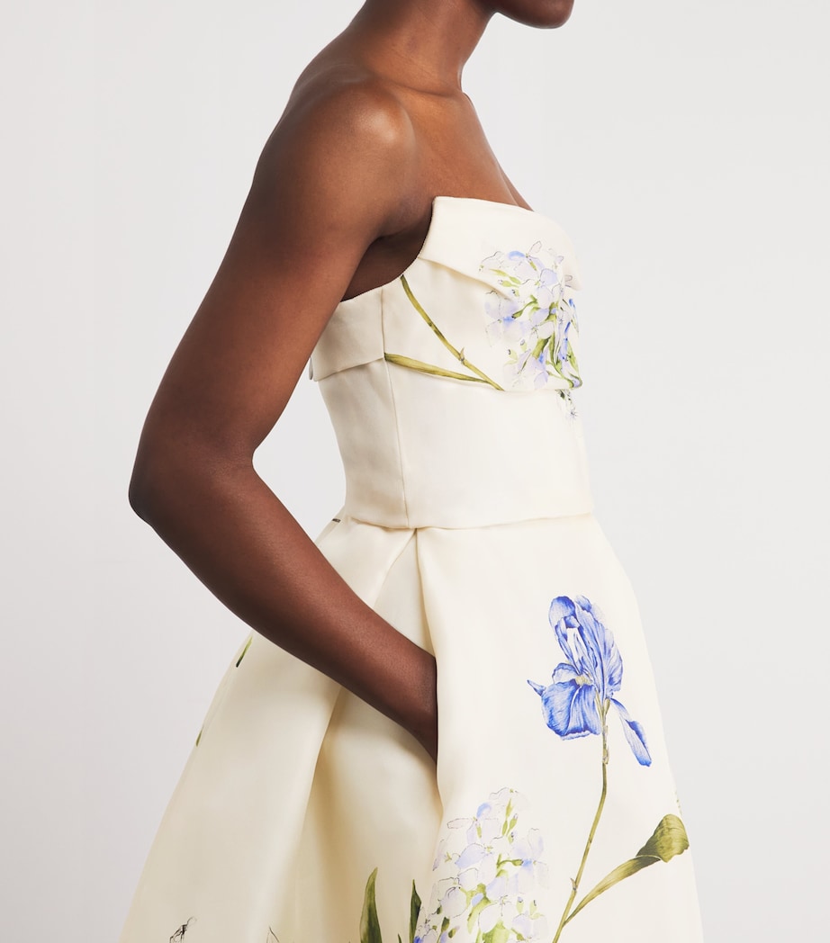 Monique Lhuillier Womens Silk Gazar Iris Bouquet Gown Ivory Multi Image 3