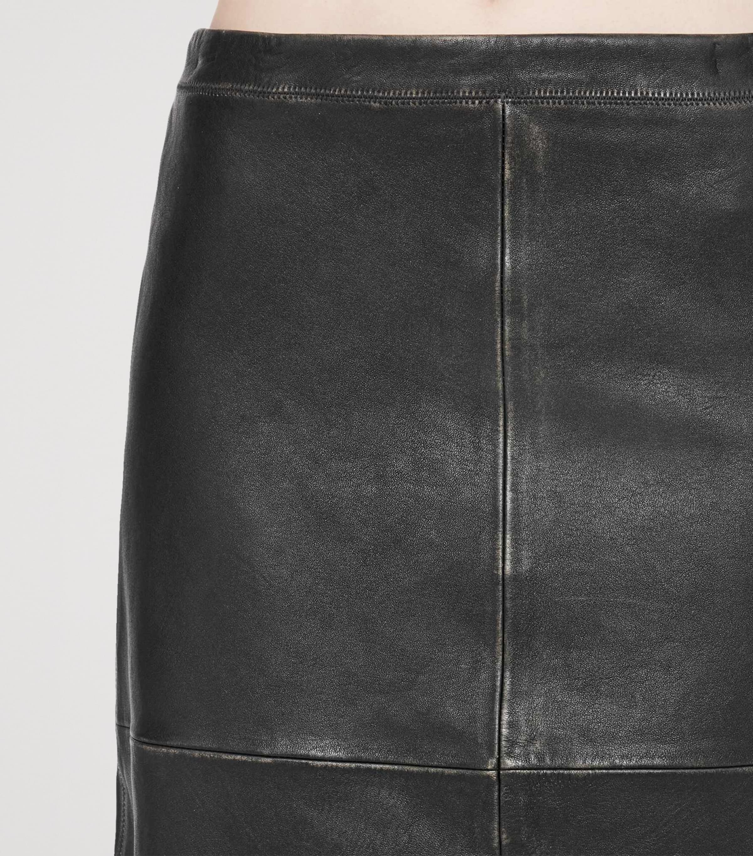 AllSaints Leather Olivia Midi Skirt Black/brown Image 4