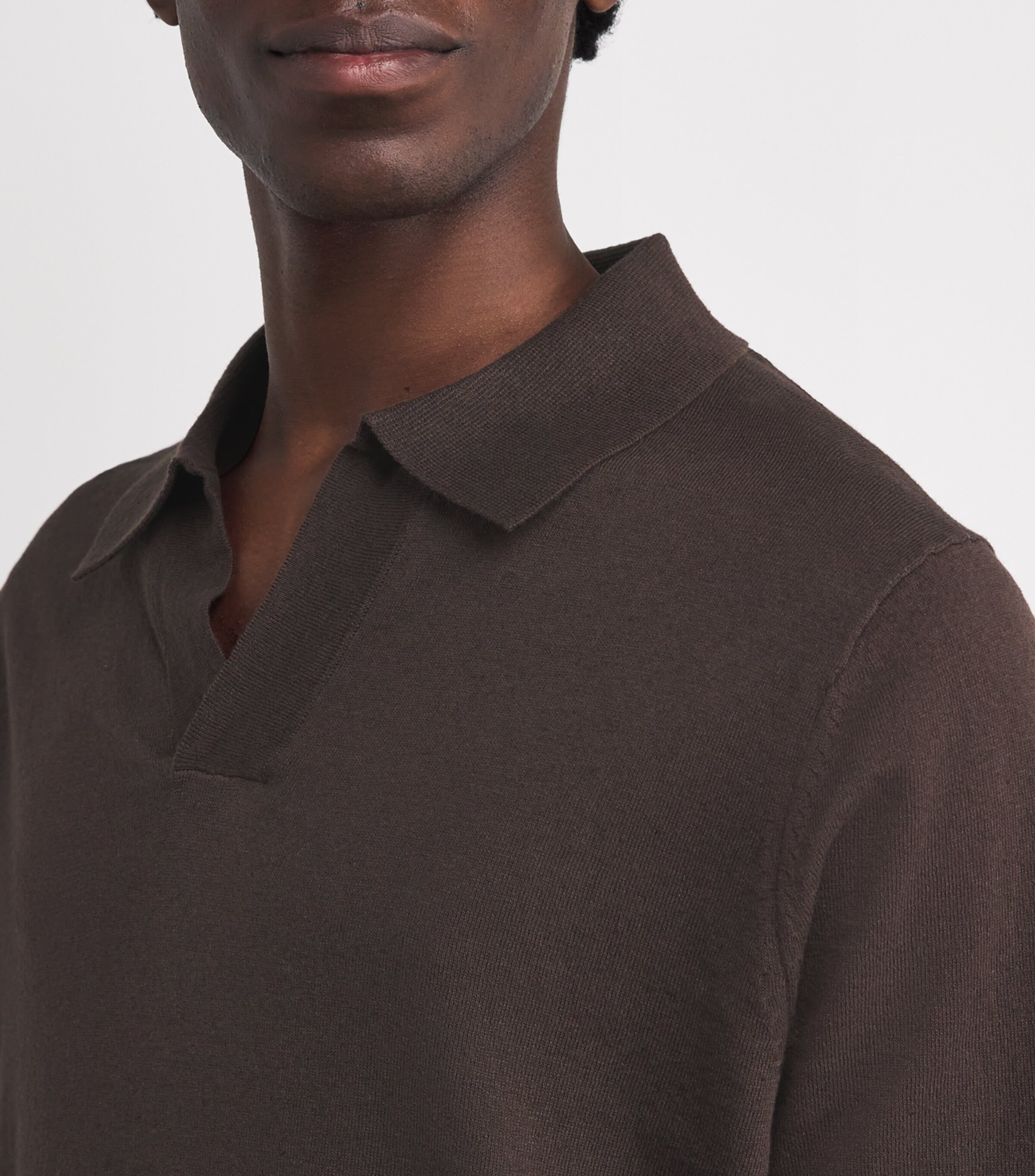 NN.07 Mens Cotton-Linen Ryan Polo Shirt Coffee Image 6