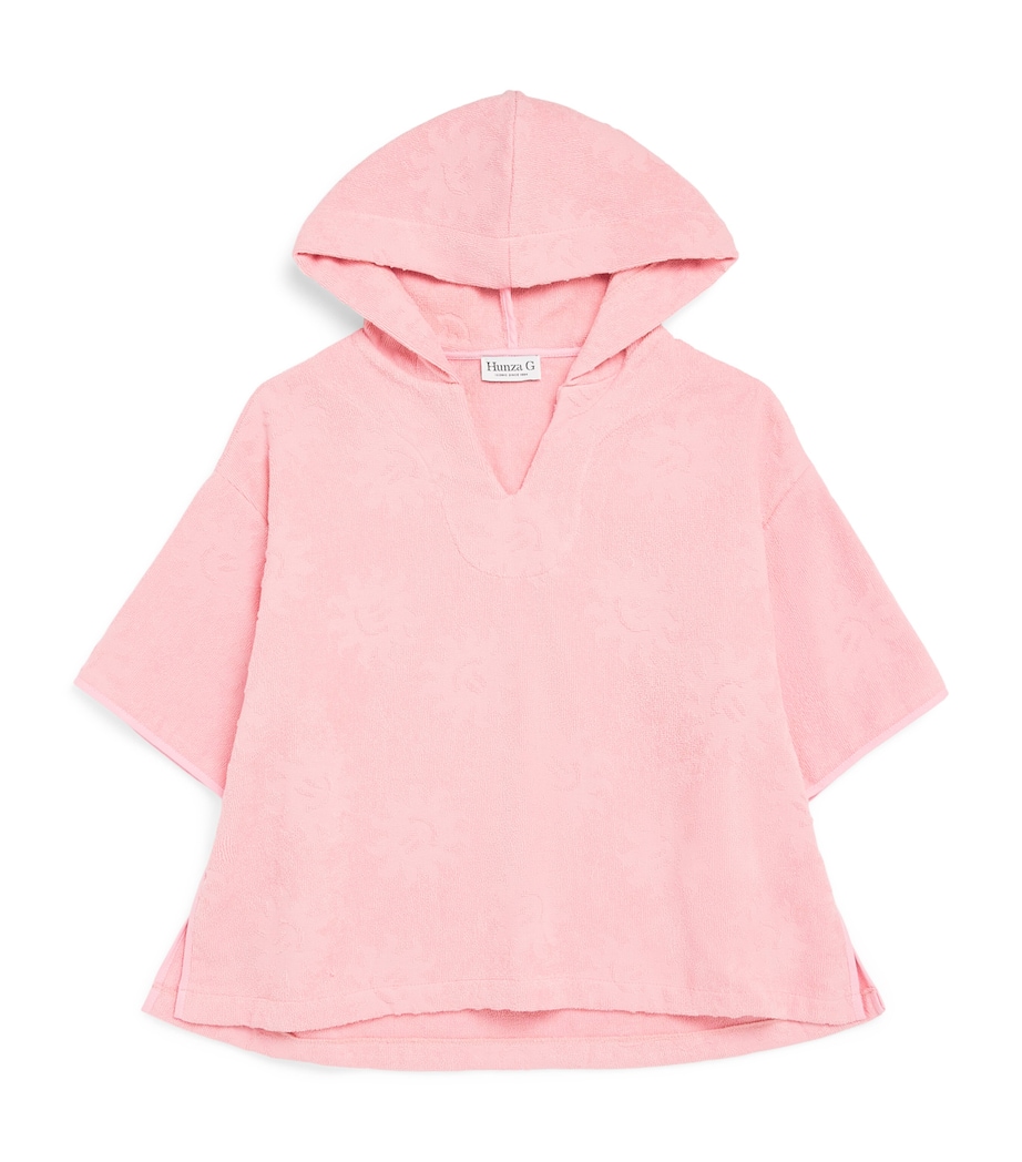 Hunza G Kids Towelling Sunny Hooded Poncho (2-6 Years) Pink Image 1