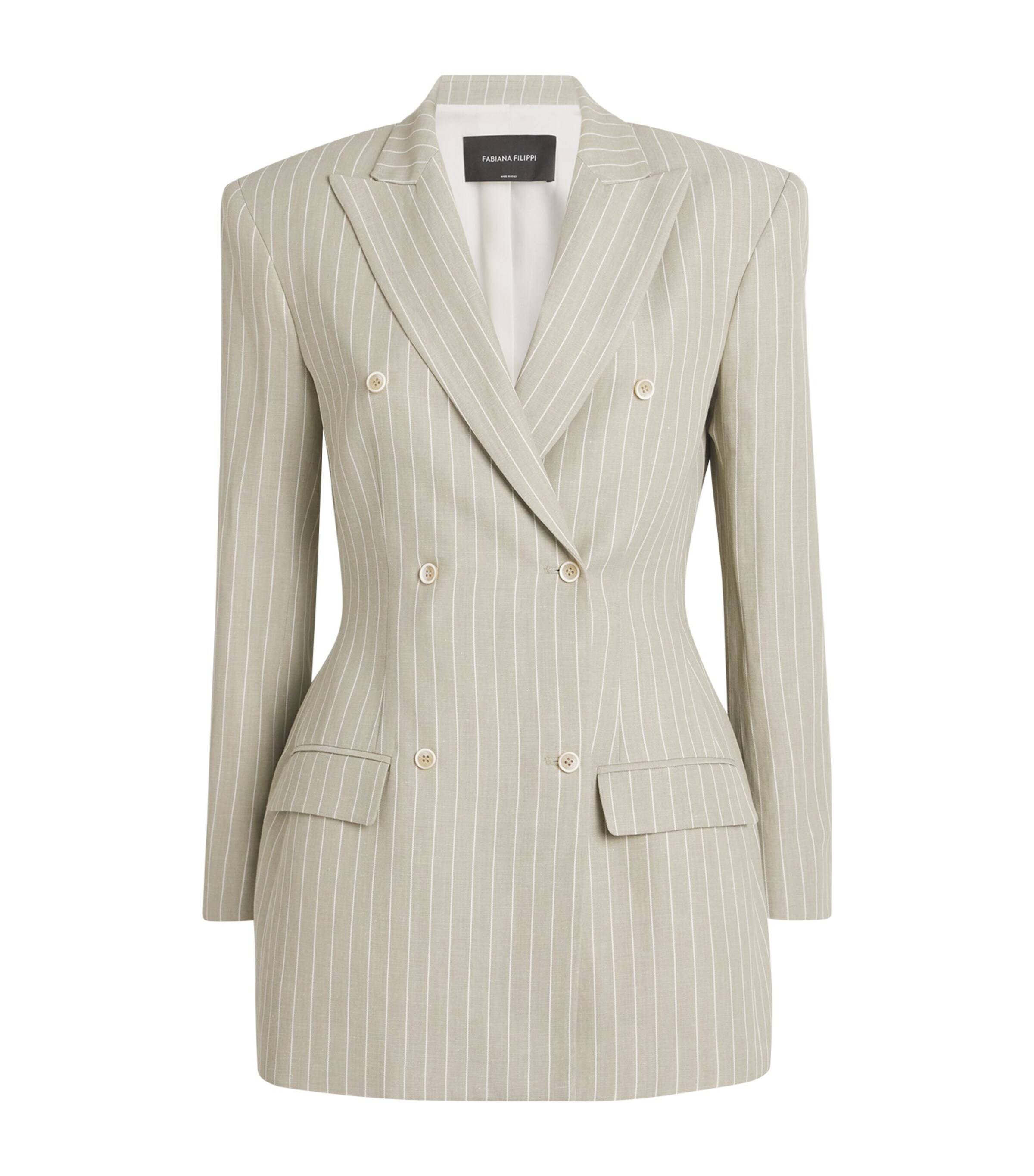 Shop Fabiana Filippi Pinstripe Double-breasted Blazer In Grey