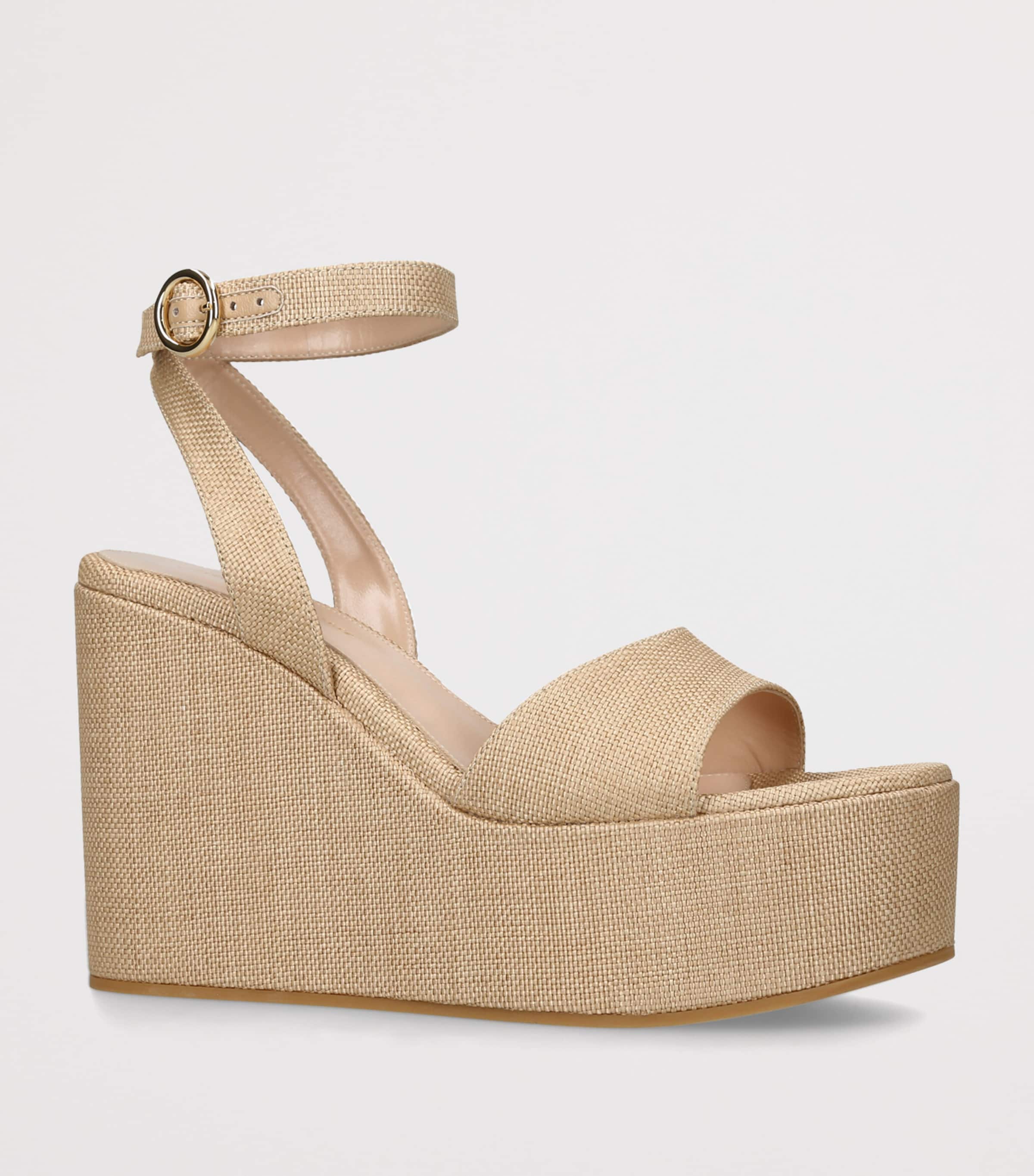 Gianvito Rossi Raffia Virginie Wedge Sandals 60 Cream Image 2