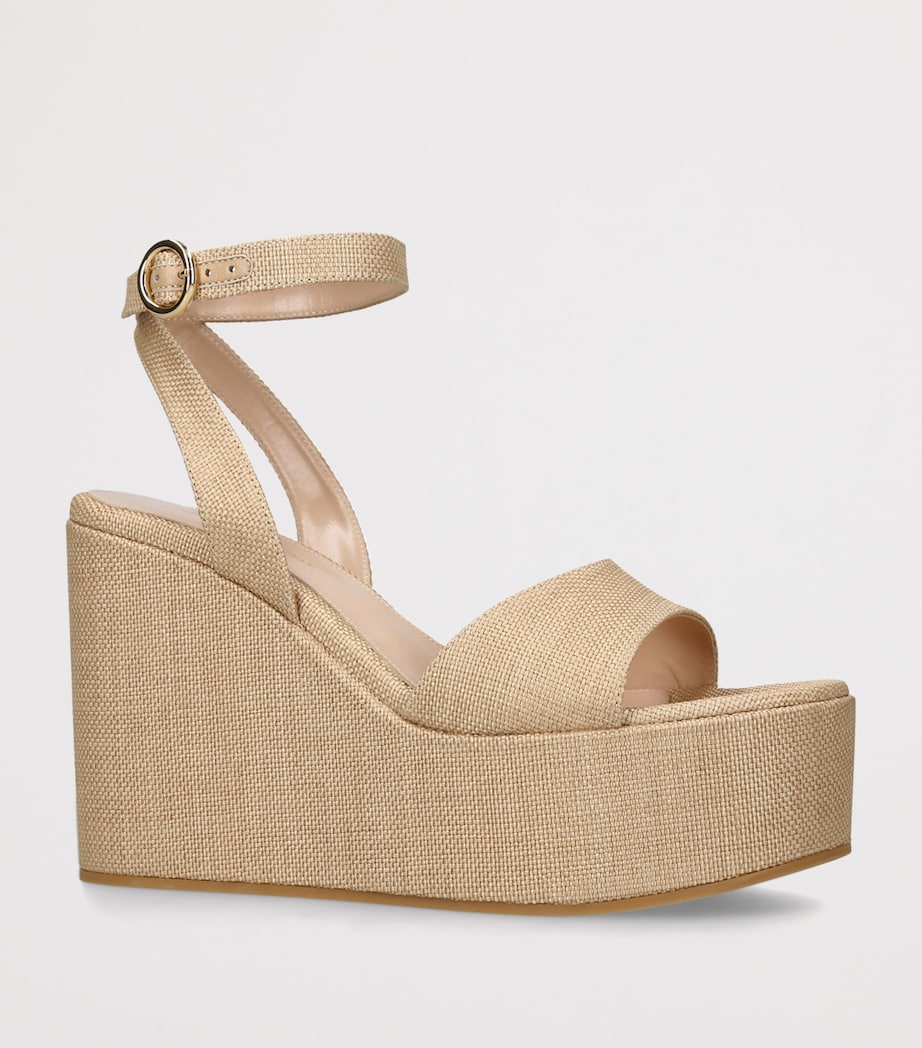 Gianvito Rossi Raffia Virginie Wedge Sandals 60 Cream Image 2