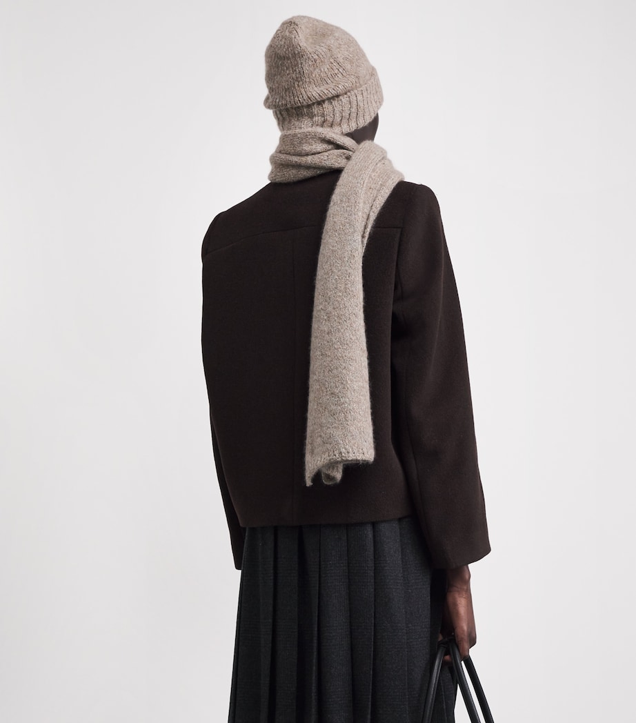 Johnstons Of Elgin Brushed Cashmere Beanie and Scarf Set Ash Image 2