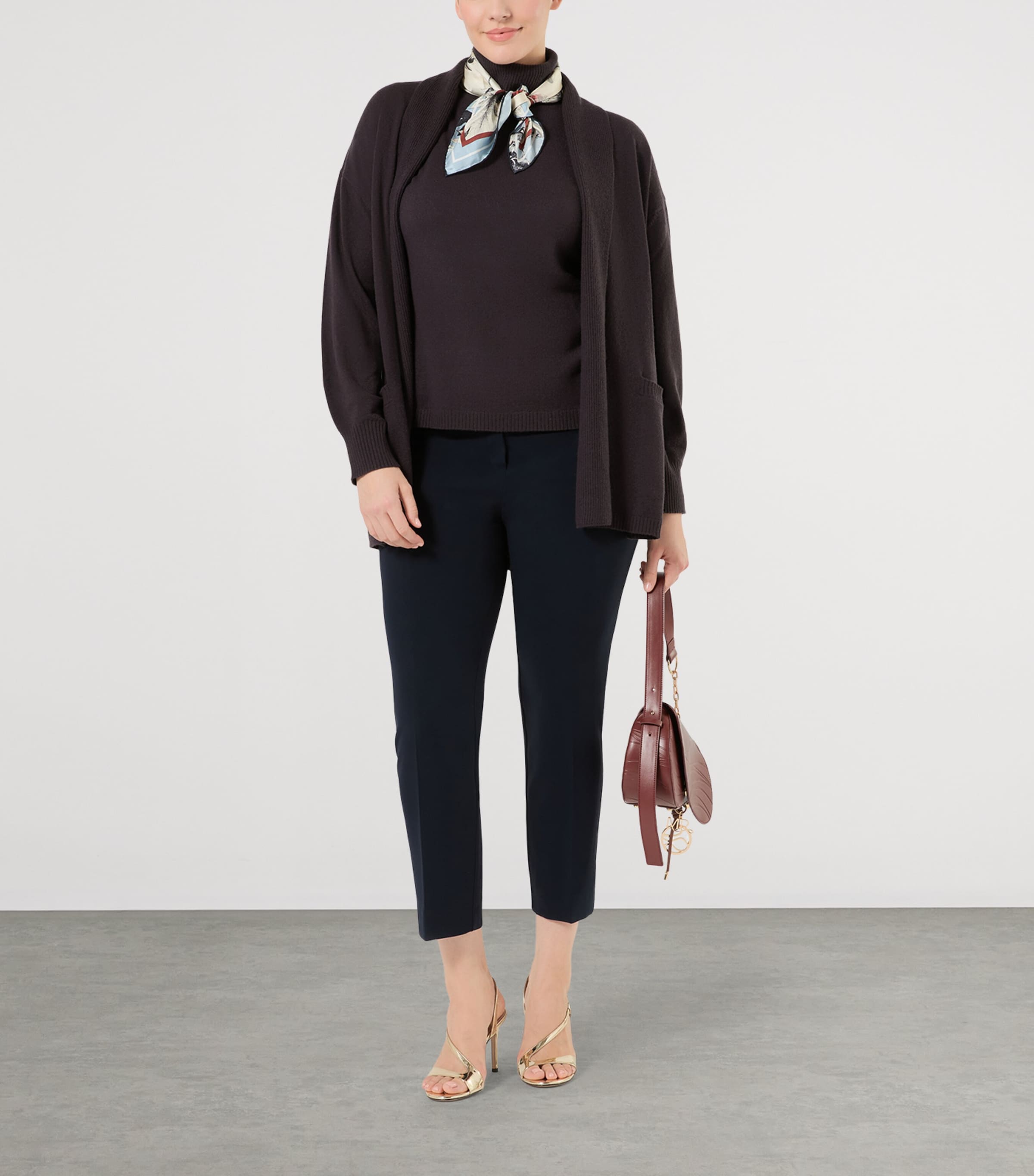 Marina Rinaldi Womens Cashmere Short-Sleeve Sweater Brown Image 2