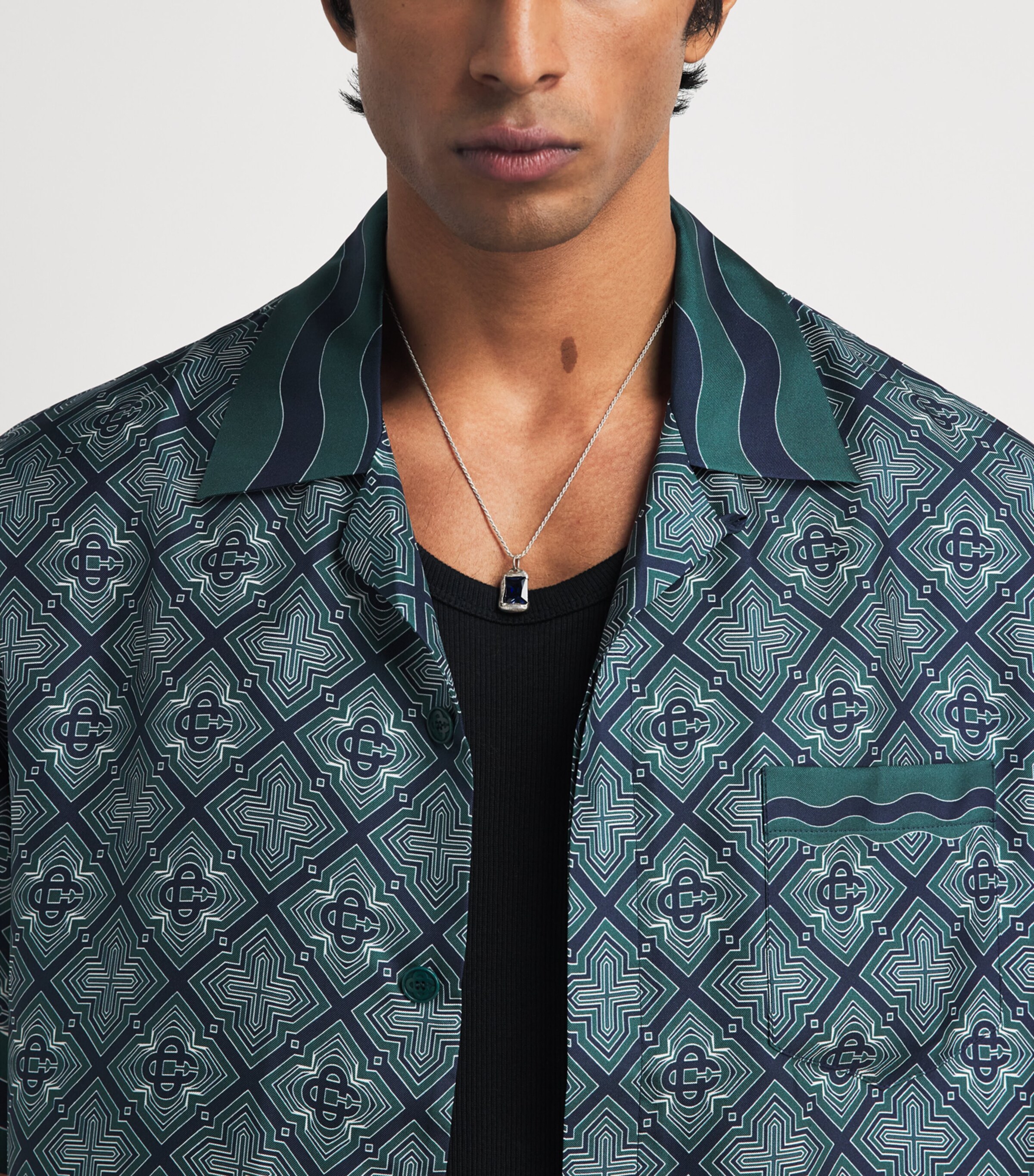 Casablanca Mens Silk Radiating Monogram Shirt Radiating Monogram Image 3