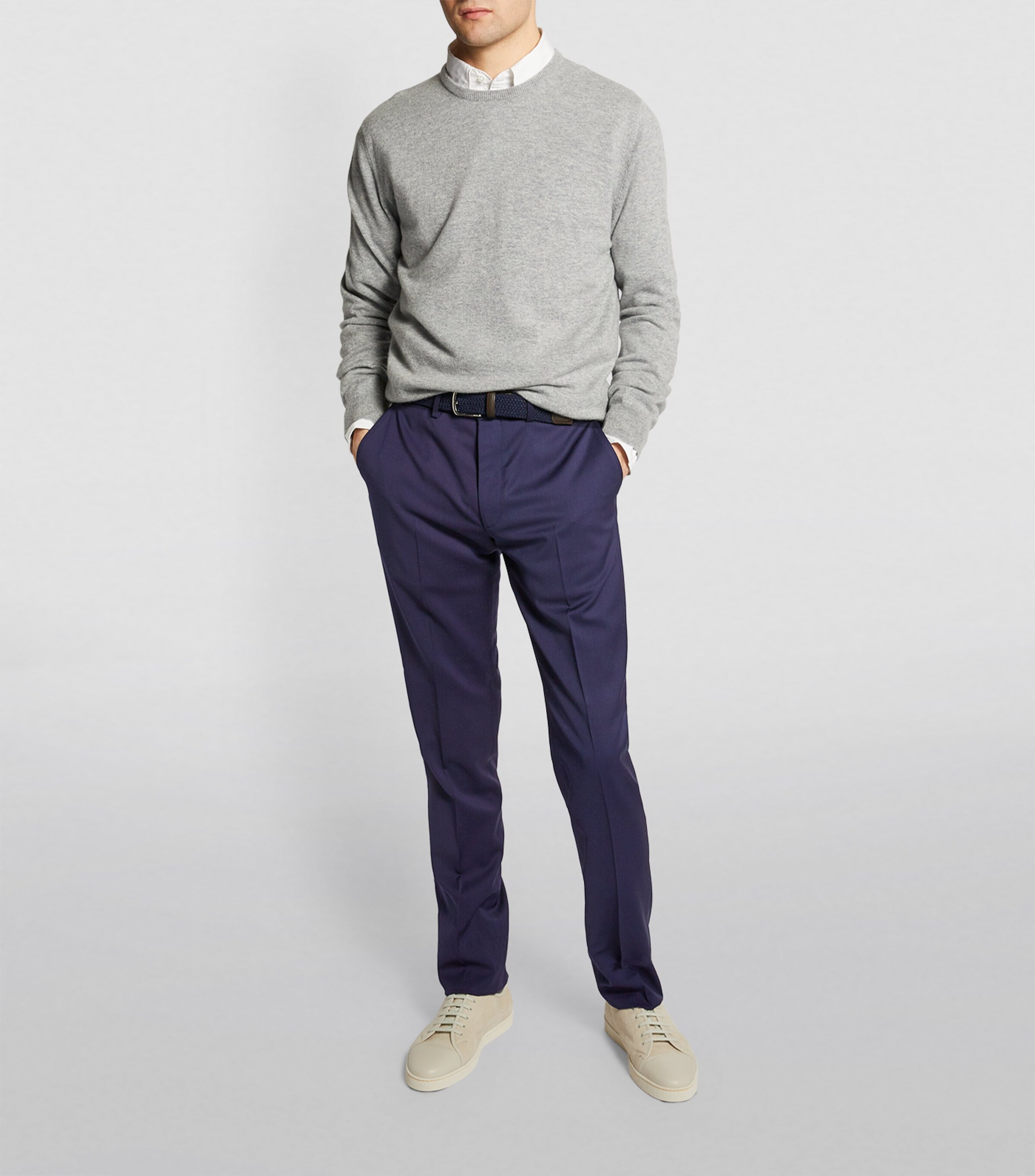 Ralph Lauren Purple Label Mens Wool Serge Straight Trousers Navy Image 7