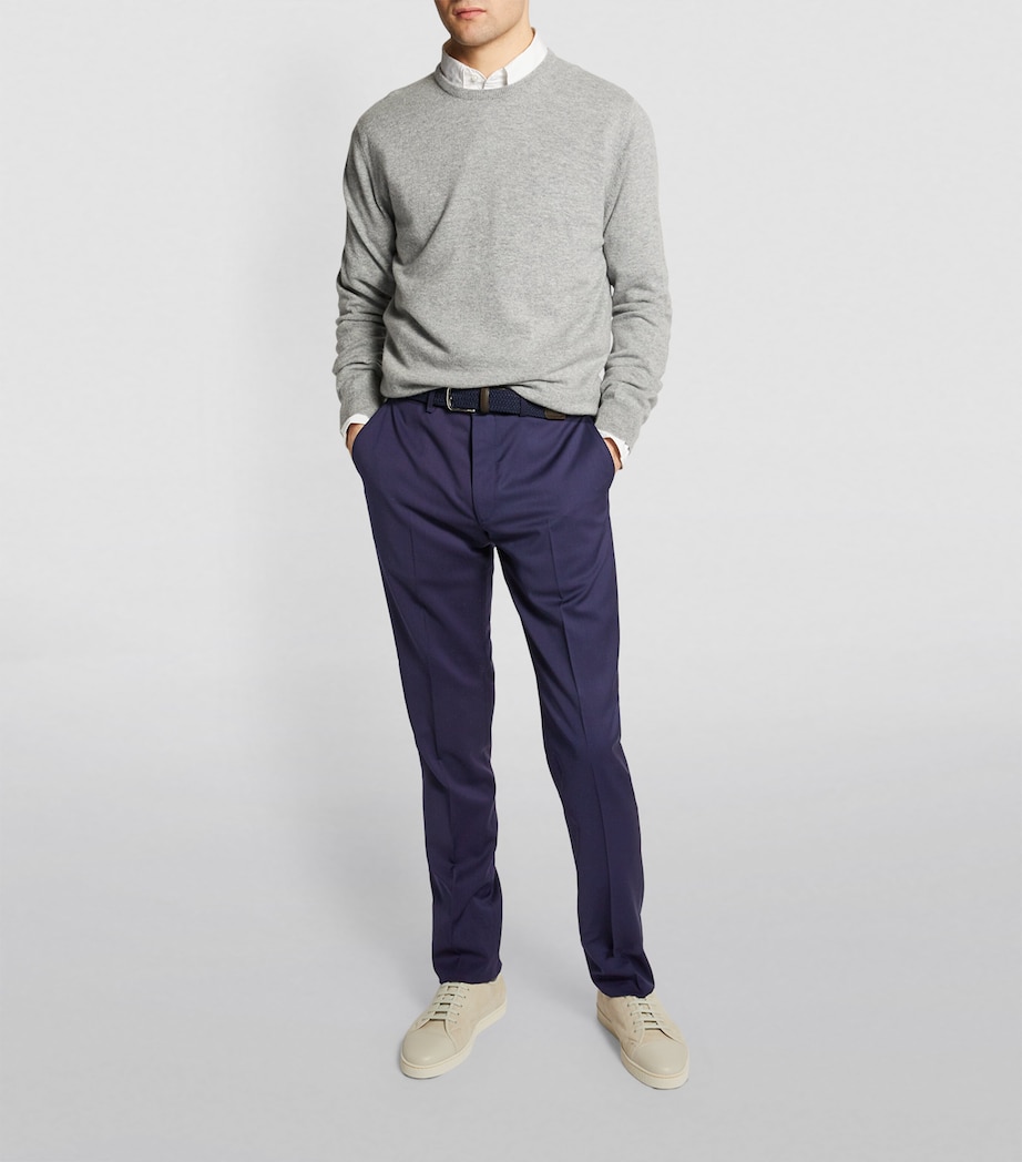 Ralph Lauren Purple Label Mens Wool Serge Straight Trousers Navy Image 7