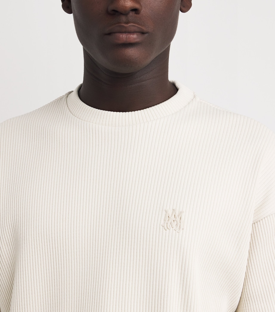 Stretch-Cotton Ribbed Logo Oversized T-Shirt ALABASTER Image 6