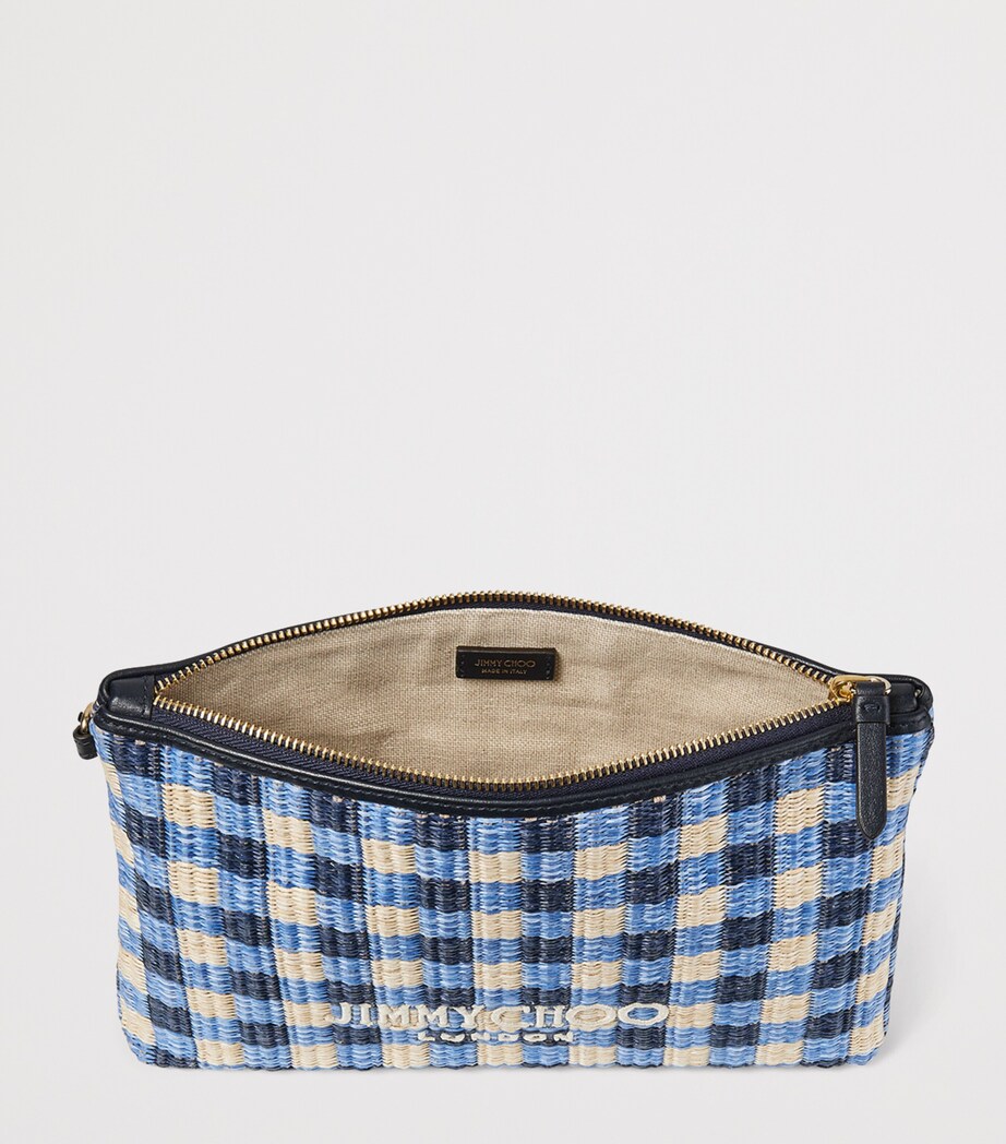 Jimmy Choo Raffia Logo Pouch Marine Mix/ecru Image 4