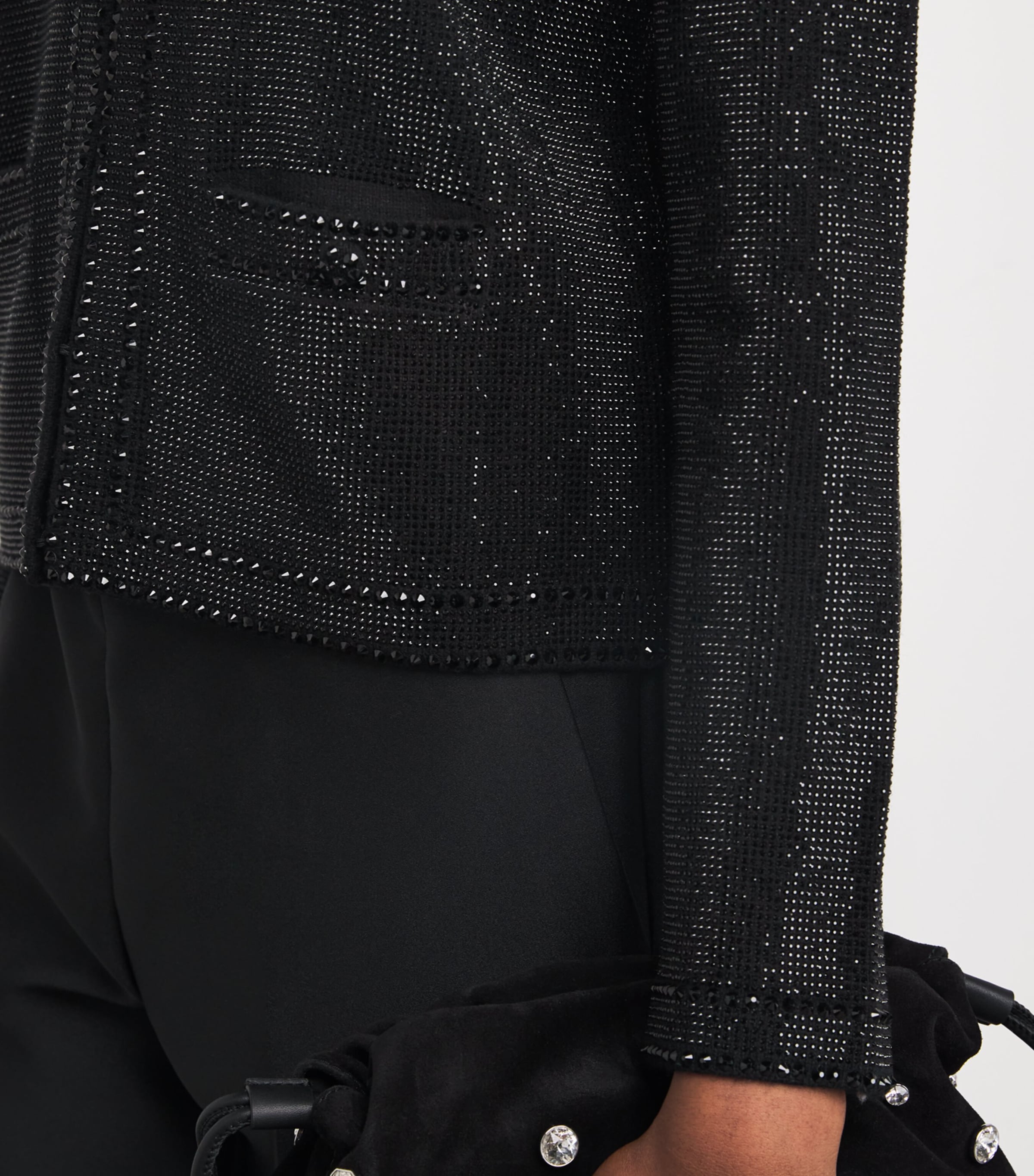 Wool-Blend Embellished Kendra Cardigan 001 BLACK Image 6