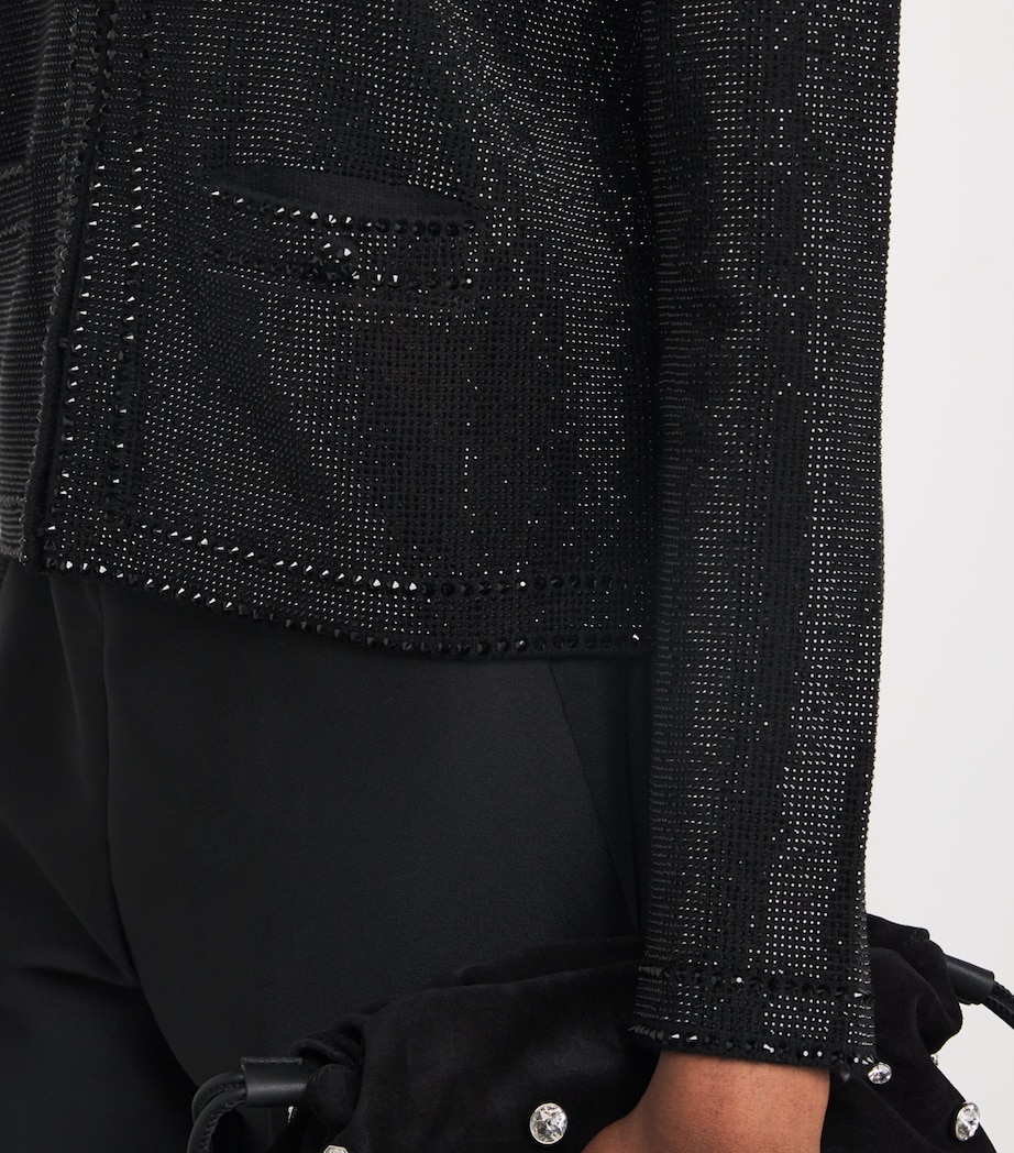 Wool-Blend Embellished Kendra Cardigan 001 BLACK Image 6