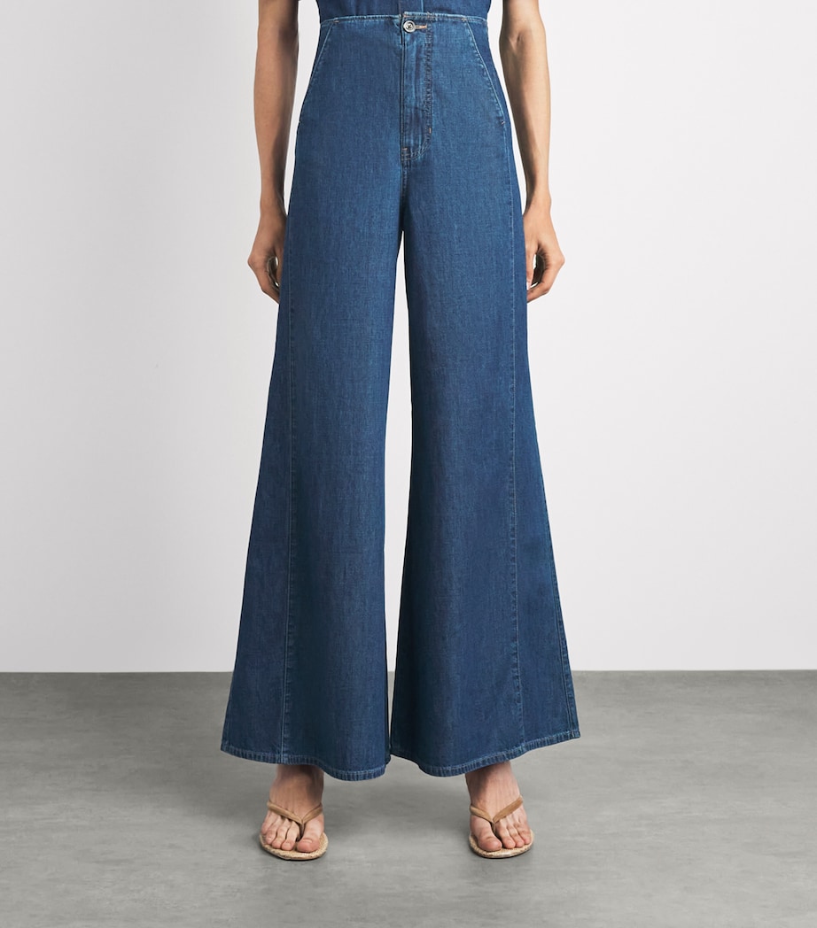Veronica Beard Womens Digby High-Rise Wide-Leg Jeans Starry Night Image 4