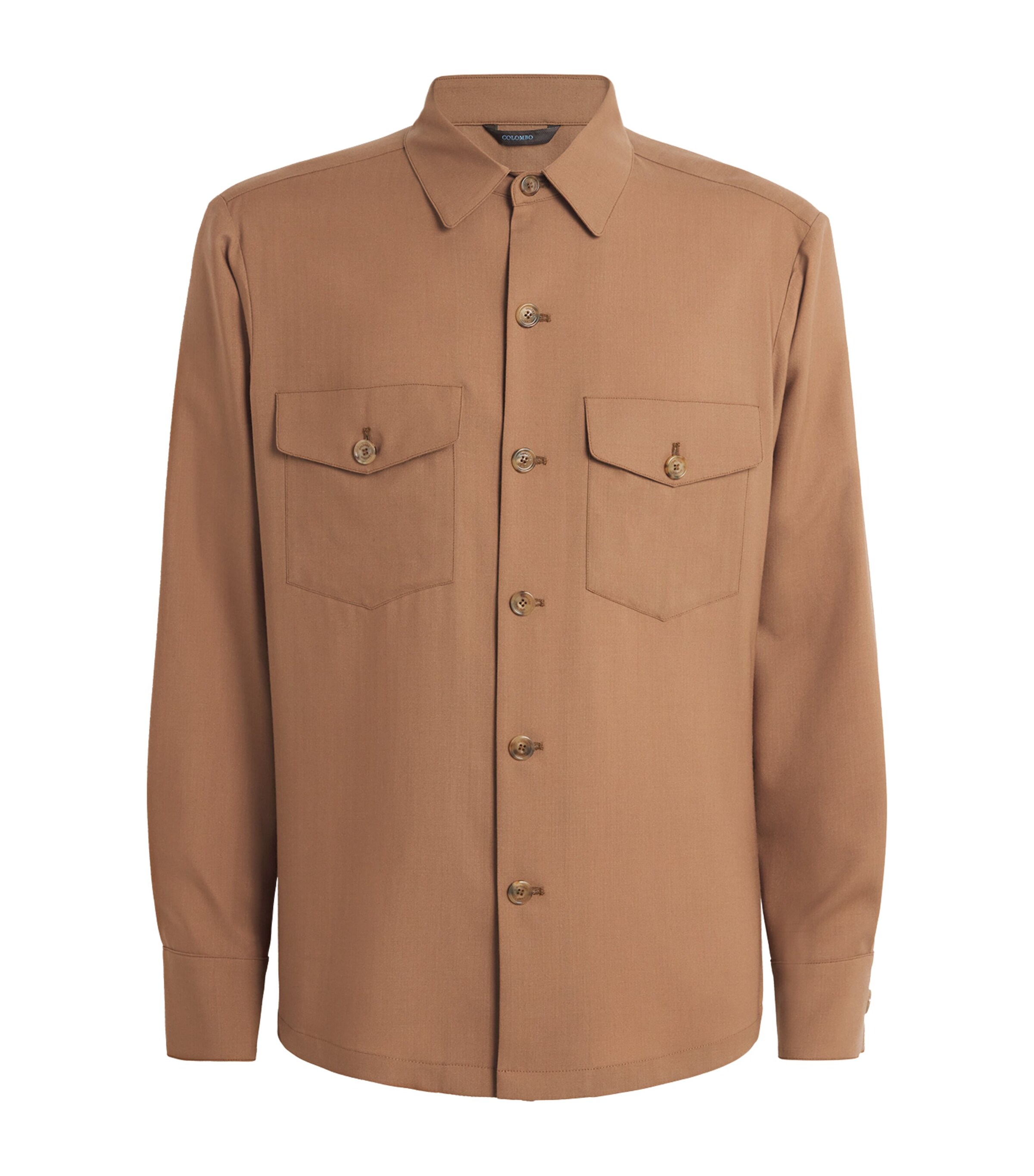 Colombo Mens Cashmere Overshirt Brown Image 1