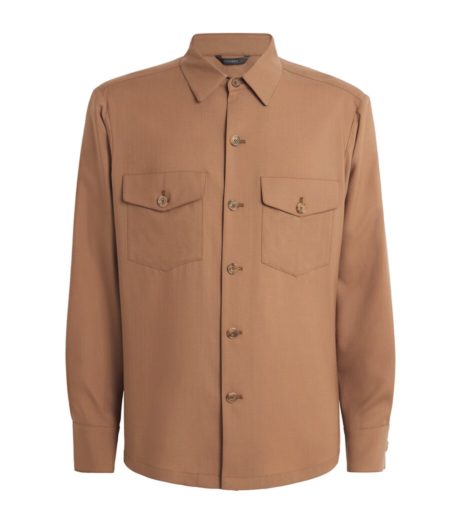 Colombo Mens Cashmere Overshirt Brown Image 1