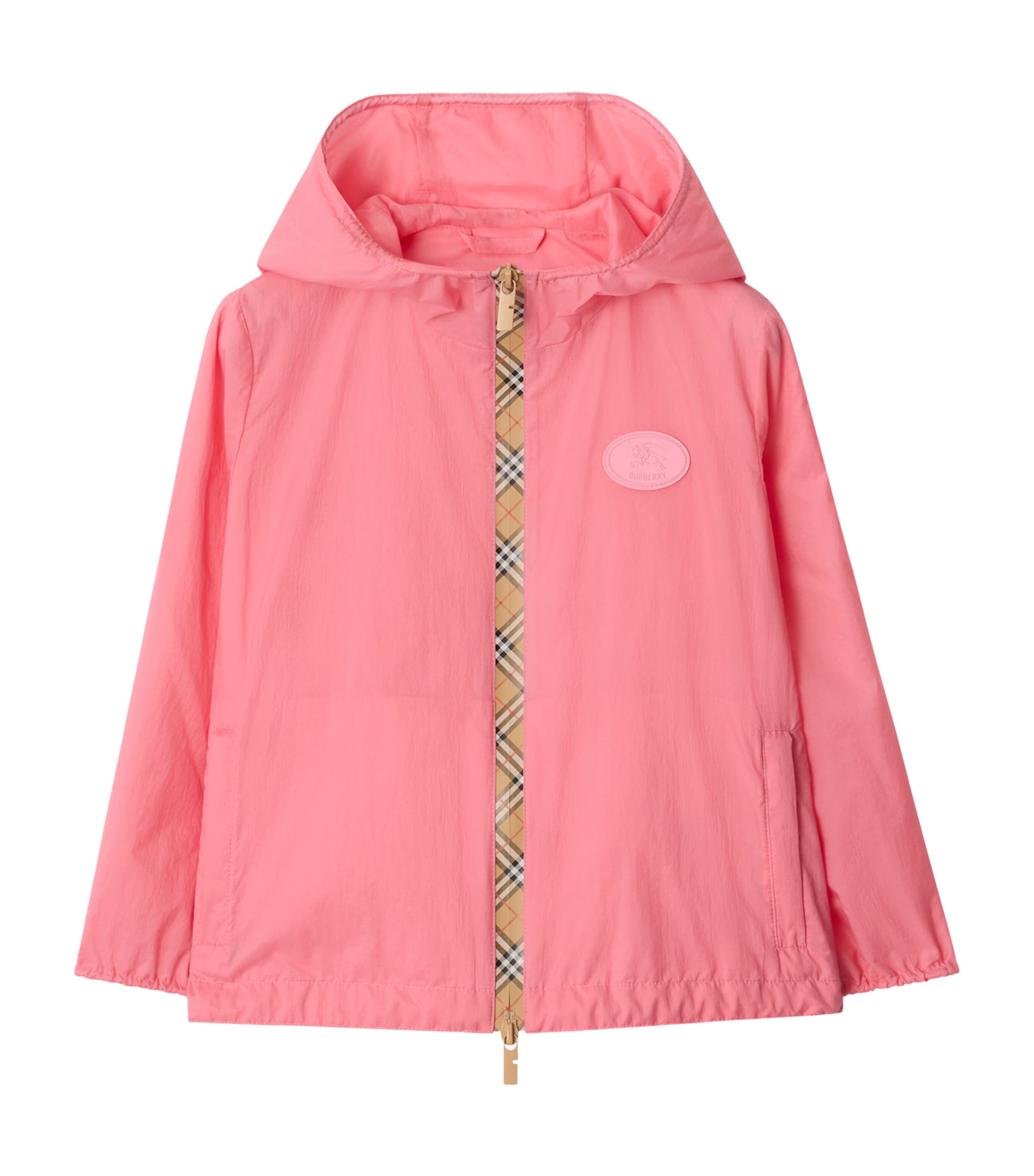 Burberry Kids Nylon Check-Tape Jacket (14 Years) Flamingo Pink Image 1