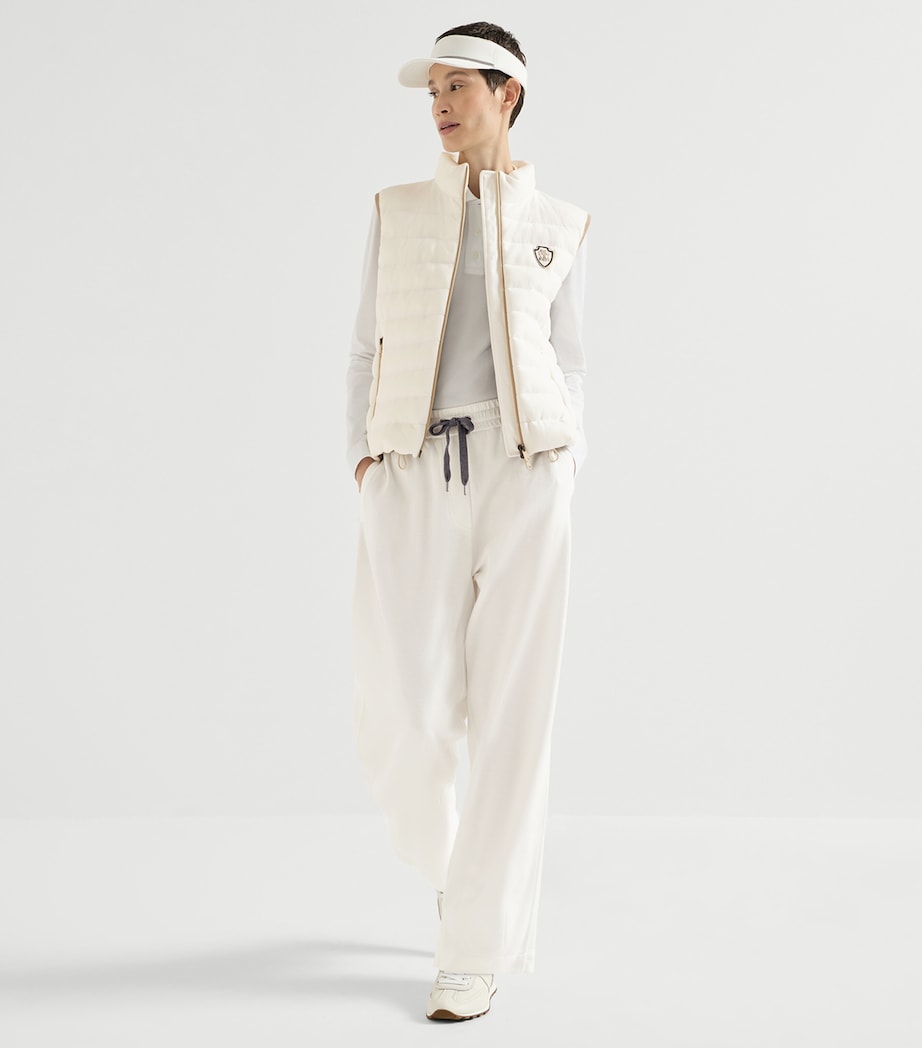 Brunello Cucinelli Womens Piqué Drawstring Straight Trousers White Image 5