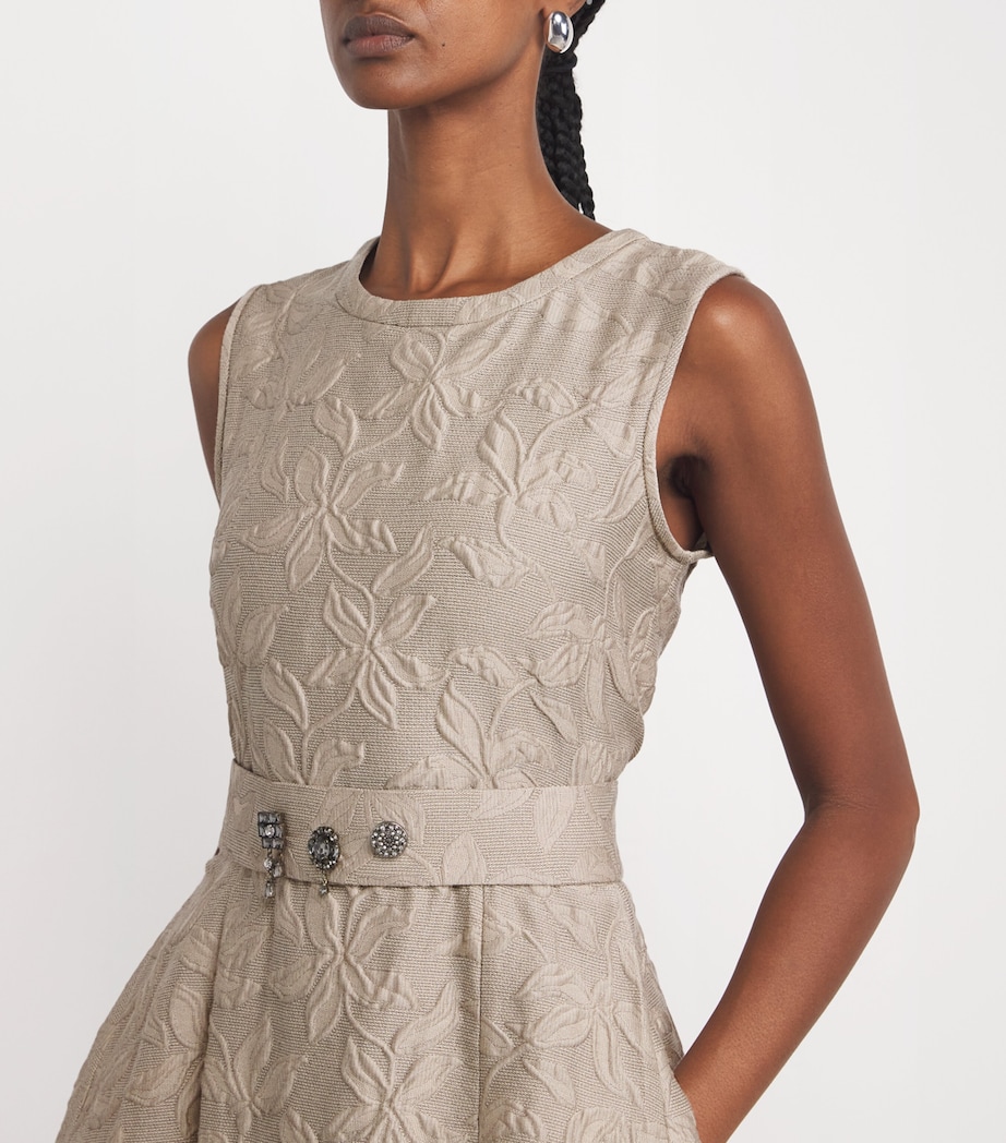 Cotton-Blend Floral Dress BEIGE Image 4