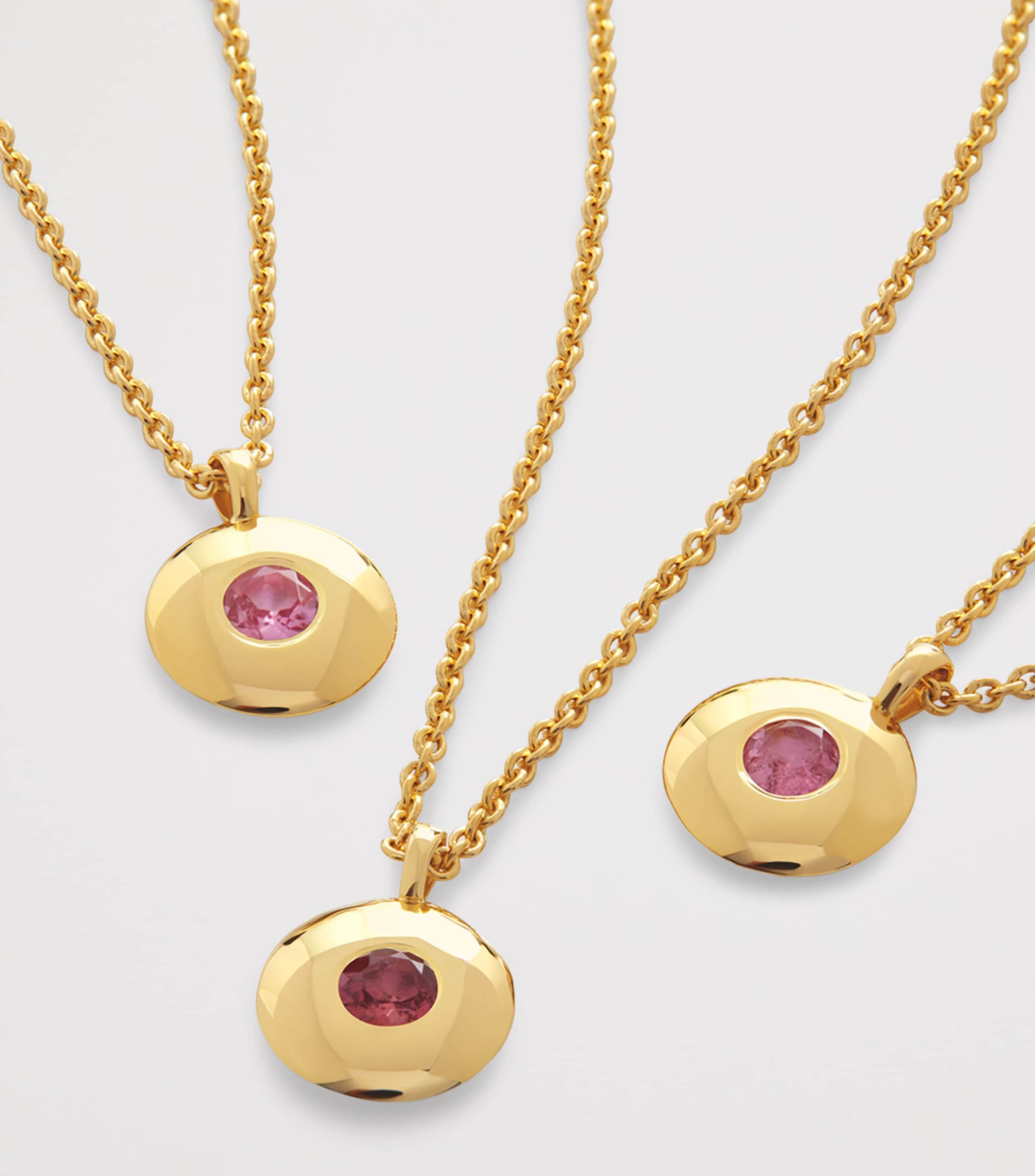 Monica Vinader Gold Vermeil and Pink Tourmaline March Birthstone Necklace Gold Vermeil Image 5