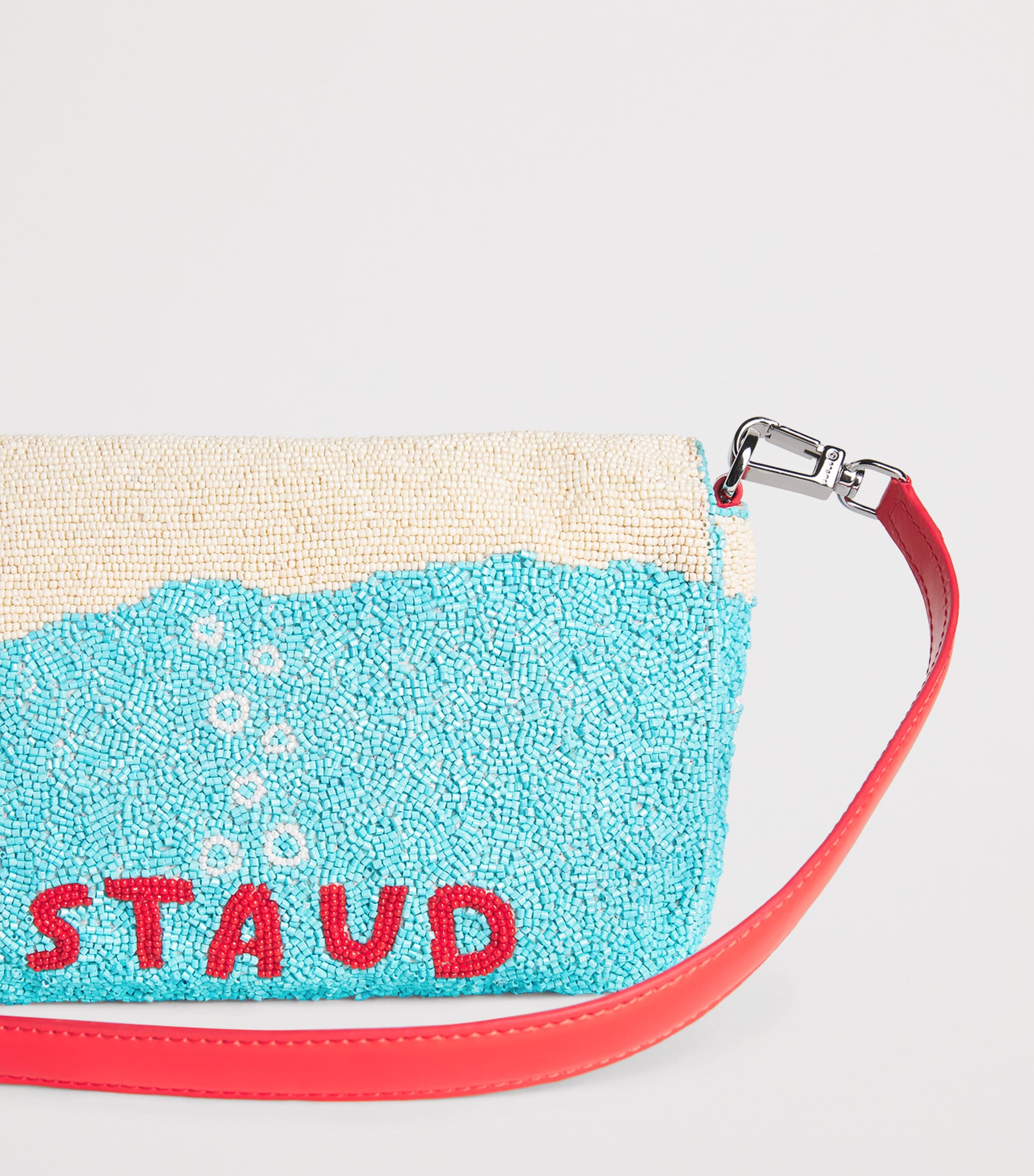 STAUD Beaded Tommy Shark Shoulder Bag Grwt Great White Image 6