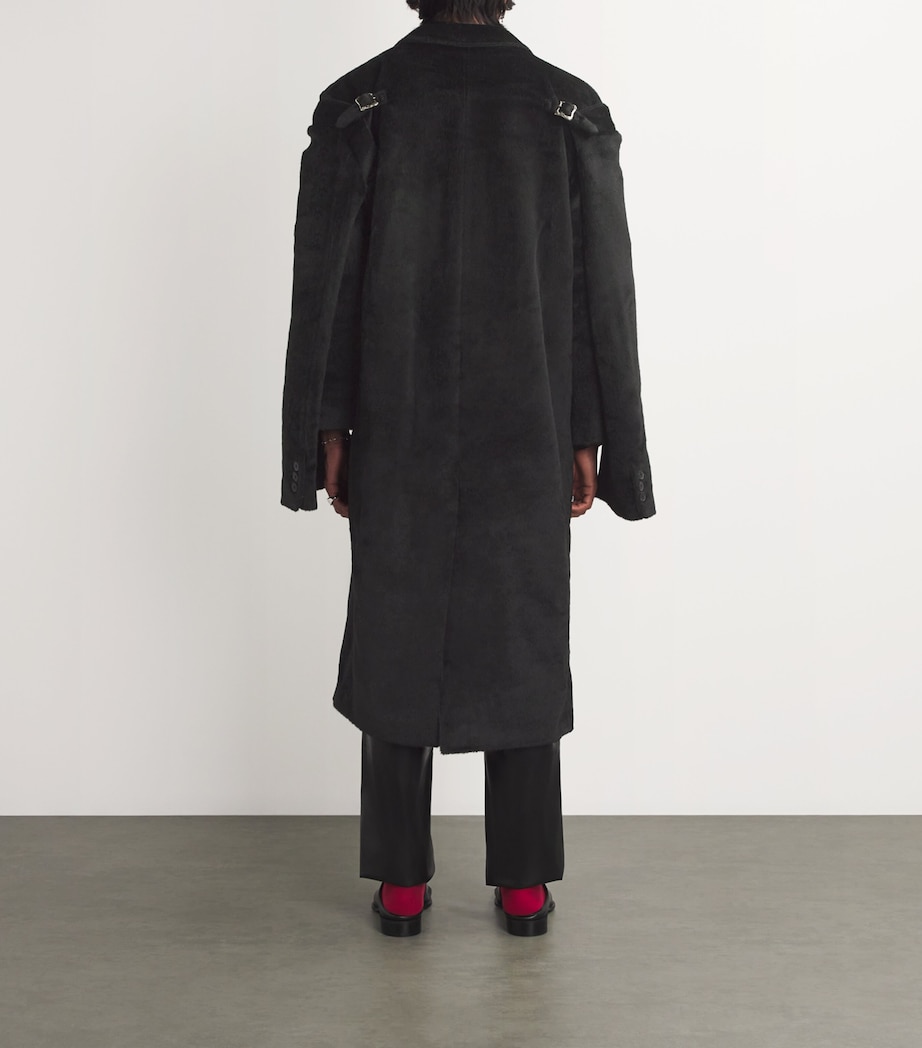 Enfants Riches Déprimés Mens Suri Alpaca-Wool Buckle-Detail Overcoat Black Image 4