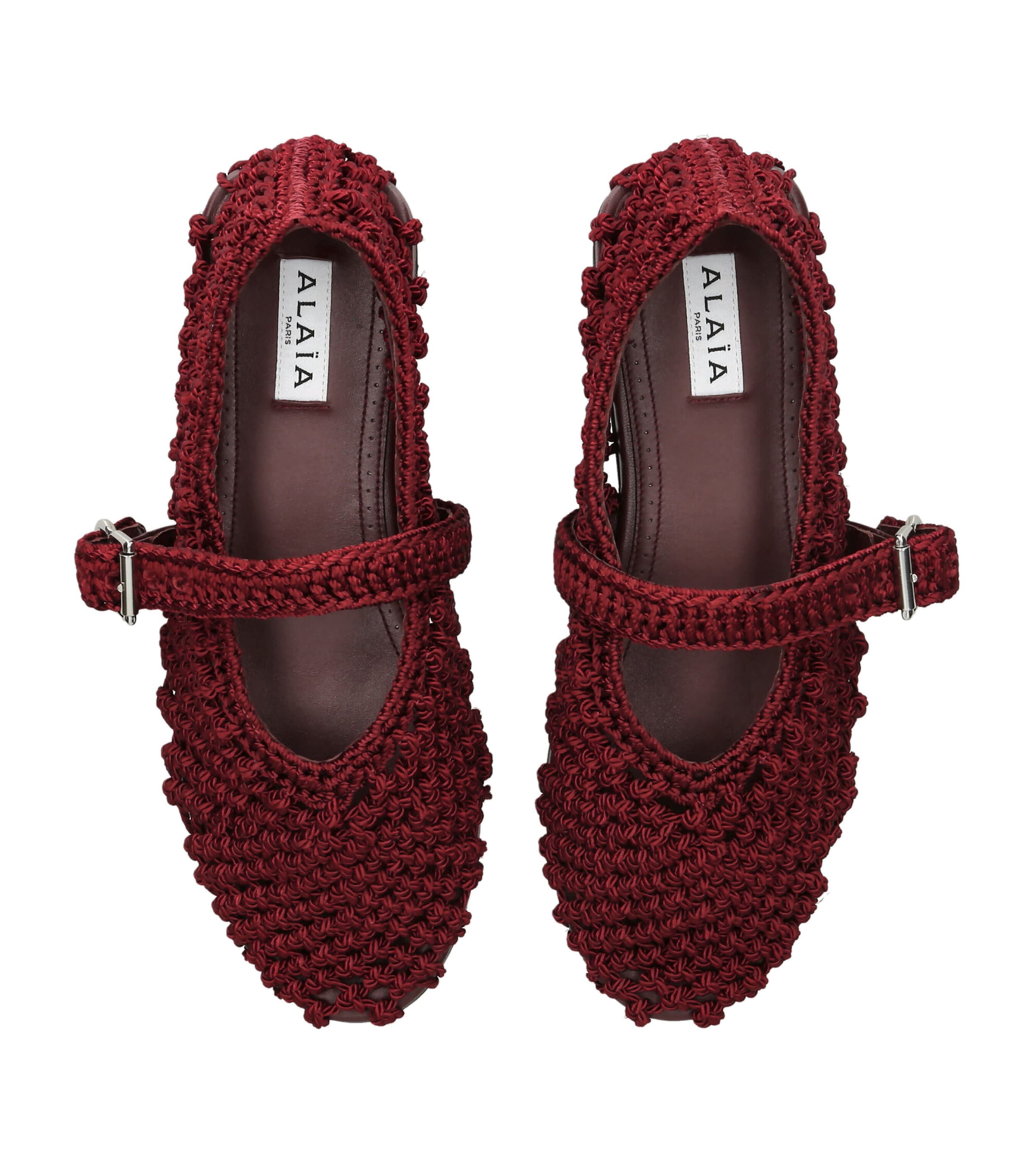 Alaïa Satin Crochet Ballet Flats Wine Image 4