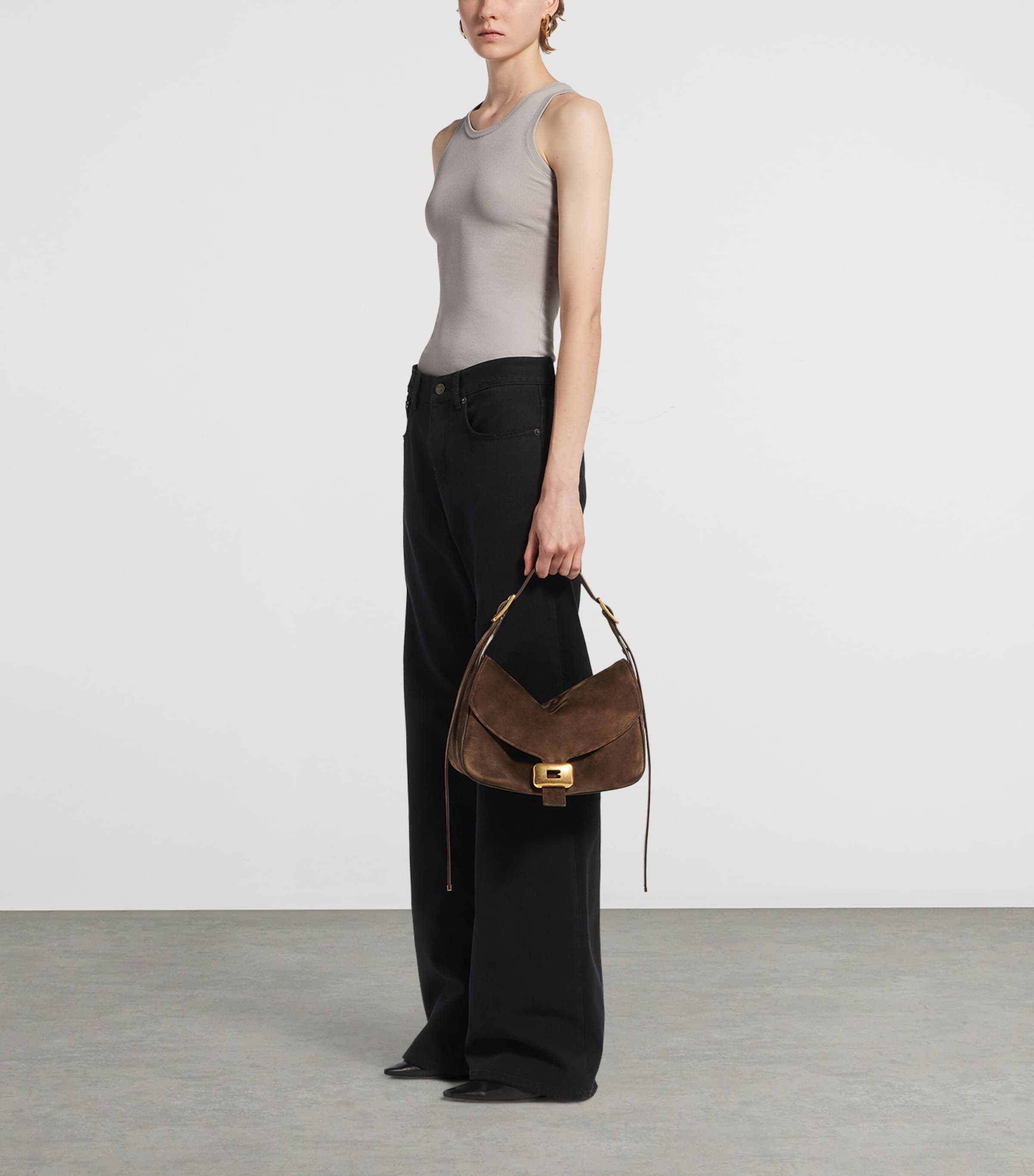 Balenciaga Womens Suede Clicca Shoulder Bag Image 3