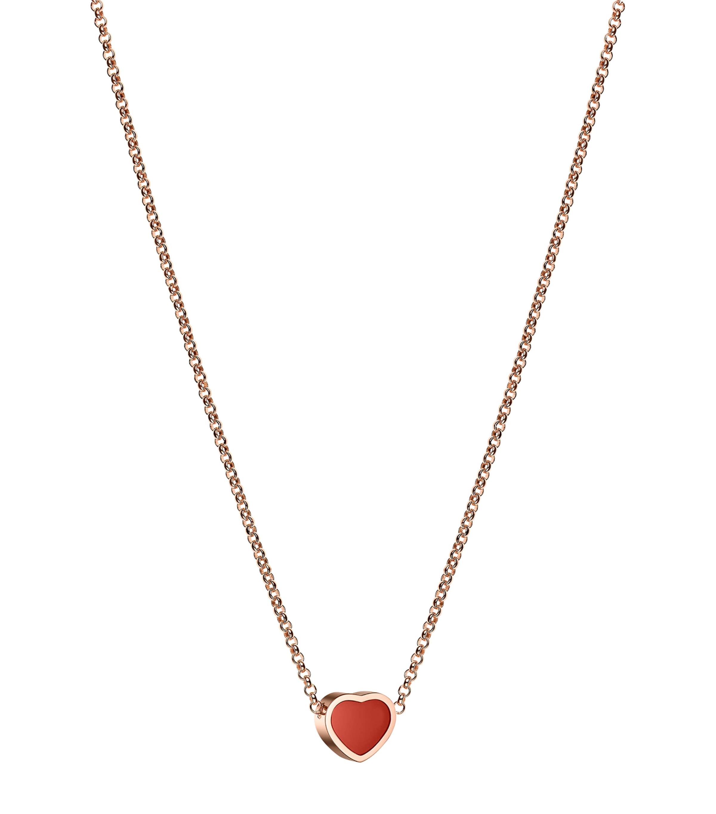 Rose Gold and Carnelian My Happy Hearts Pendant Necklace 18K ROSE GOLD Image 3