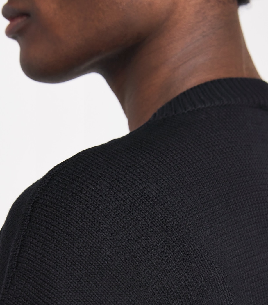 Off-White Mens Cotton-Blend Quote Sweater Black White Image 6