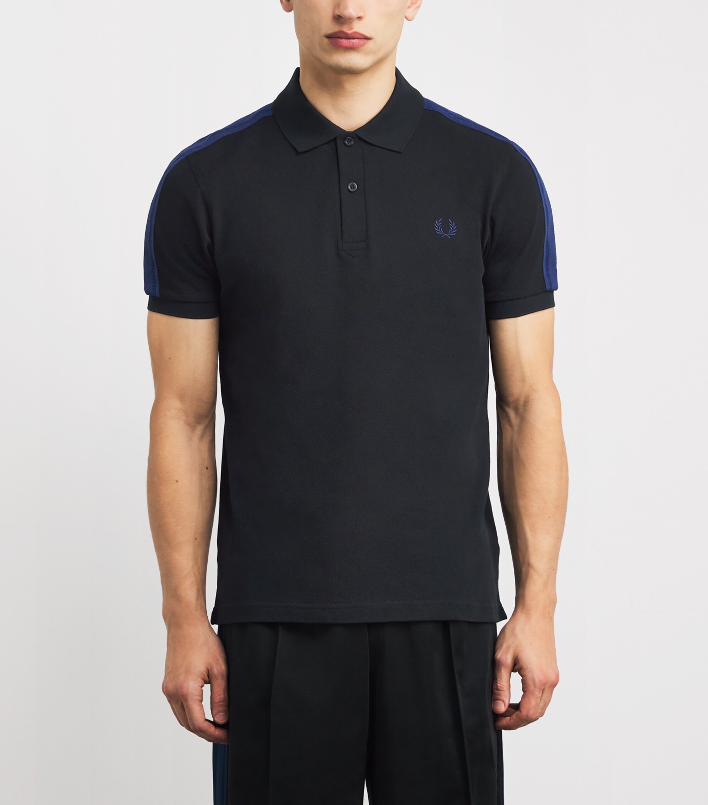 Cotton Taped Logo Polo Shirt 102 BLACK Image 3