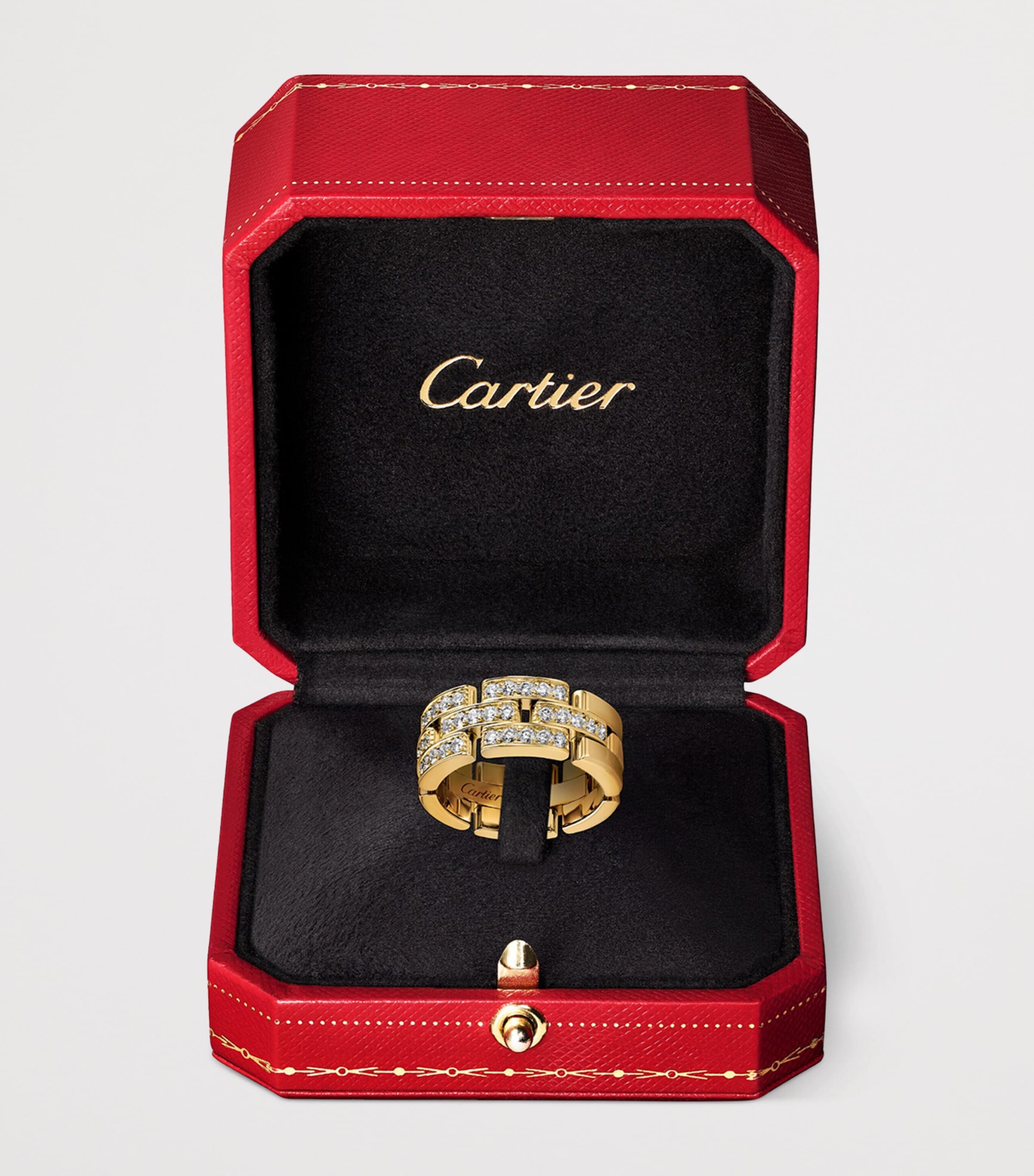 Cartier Yellow Gold and Diamond Maillon Panthère Ring | Harrods UK