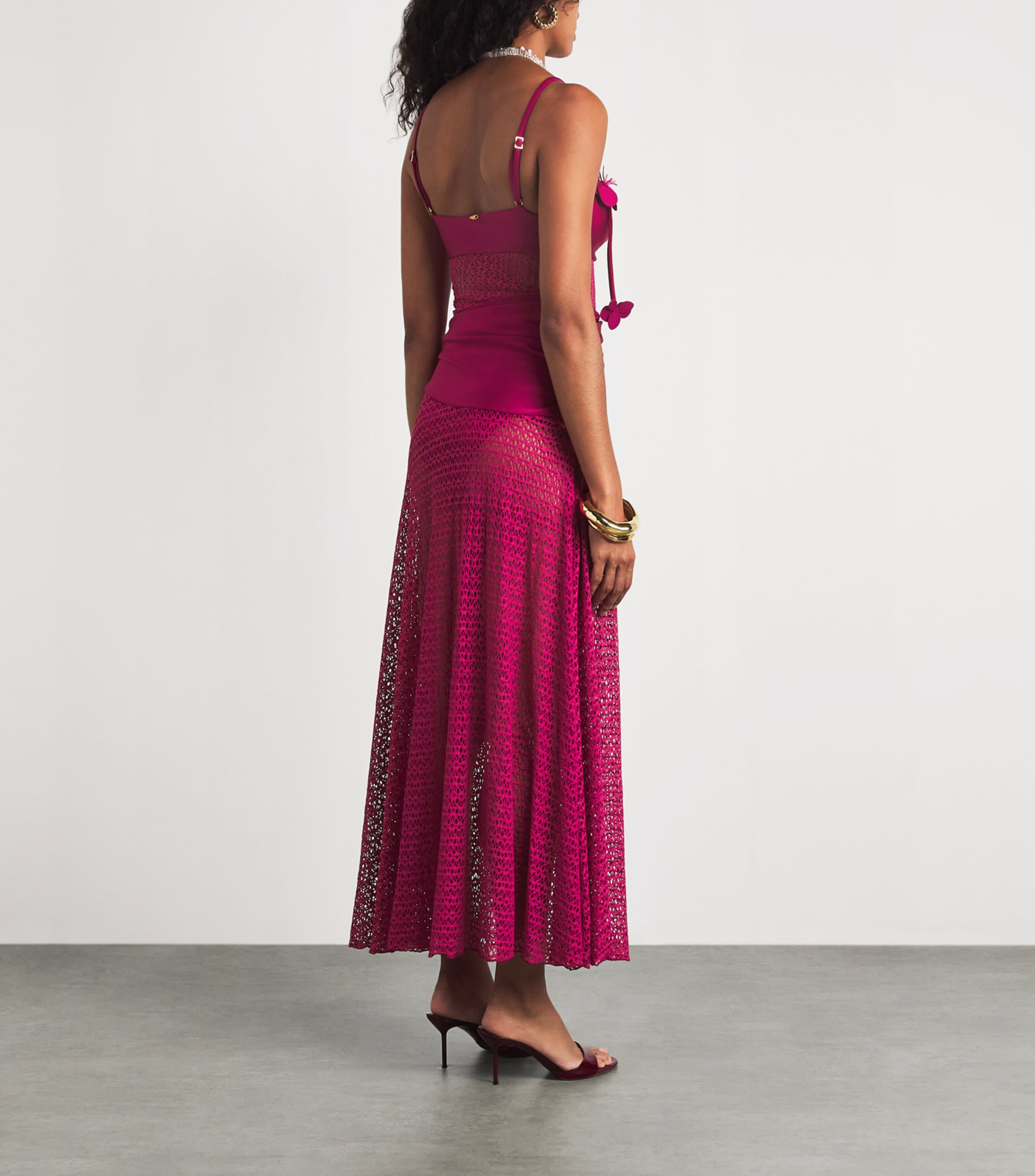 PatBO Womens Crochet-Trim Maxi Dress Magenta Image 4
