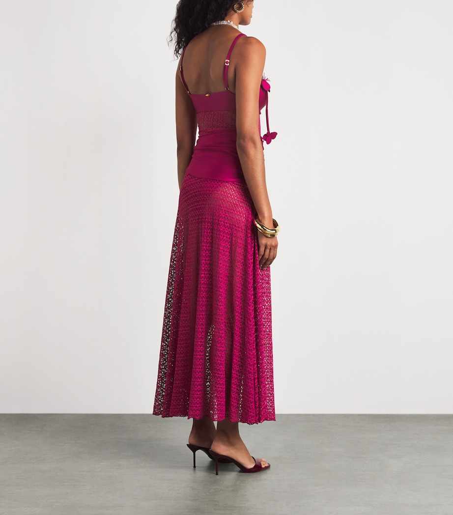 PatBO Womens Crochet-Trim Maxi Dress Magenta Image 4