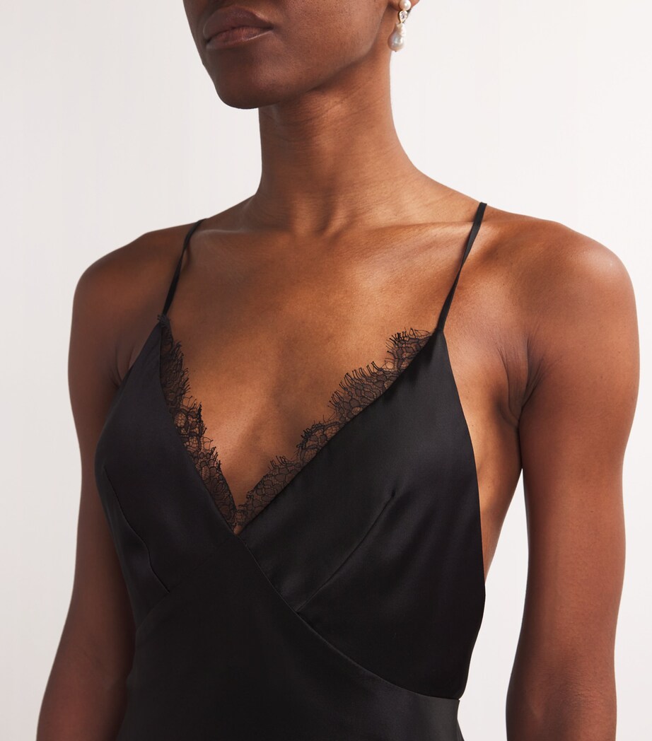 Silk Lace Midi Dress BLACK Image 7