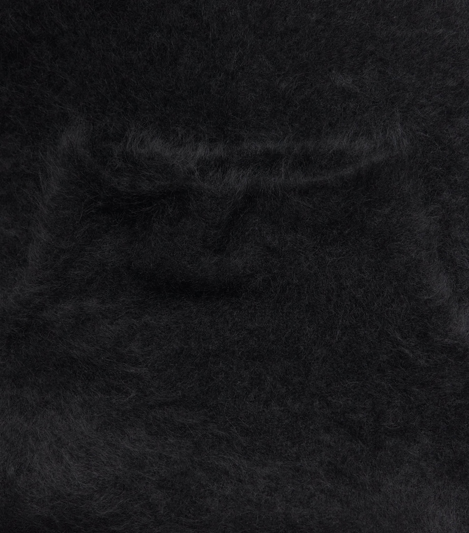 Soft Goat Womens Brushed Cashmere Short-Sleeve Sweater Black Image 6