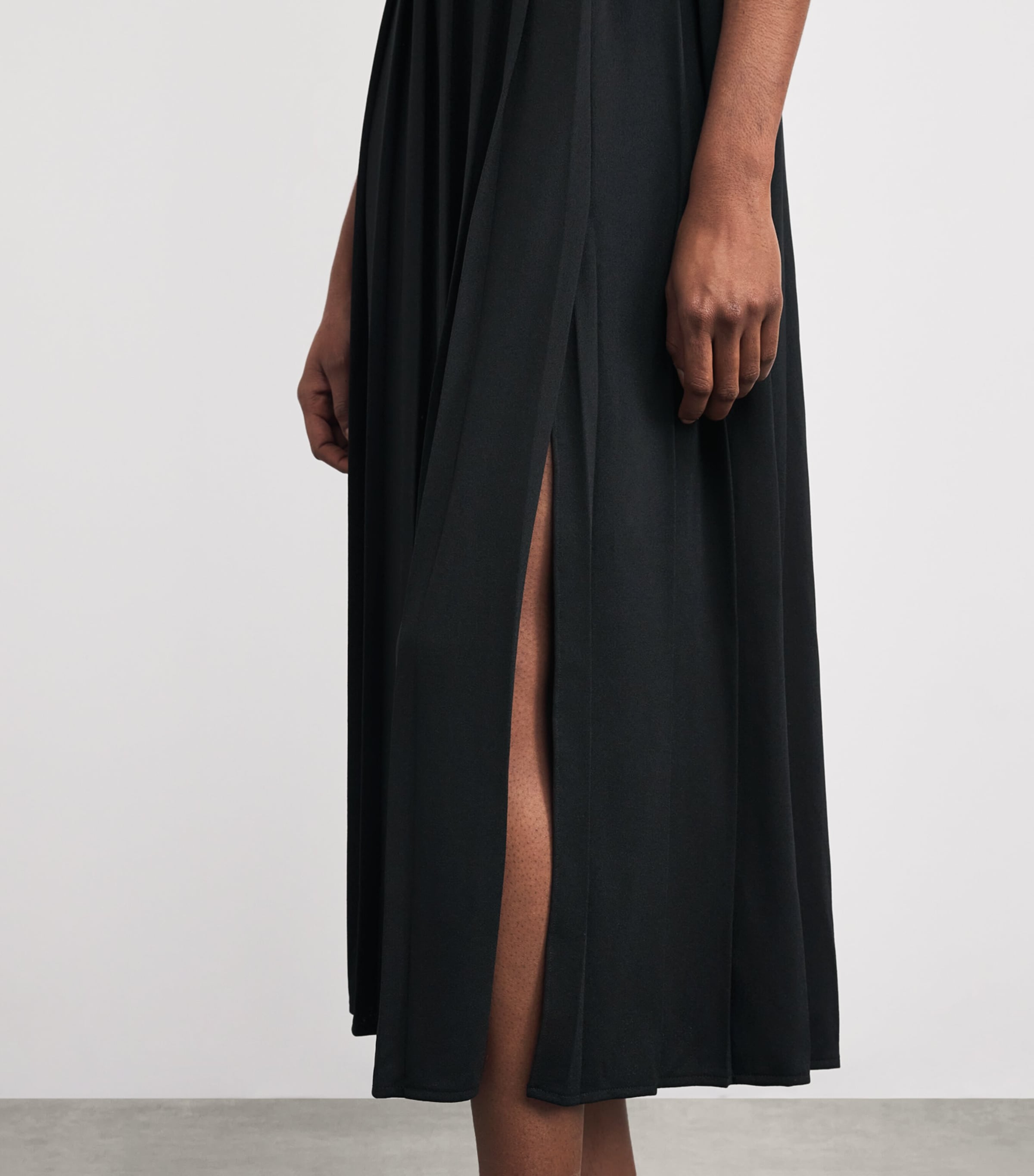 Woven Pleated Midi Dress BLACK - 001 Image 6