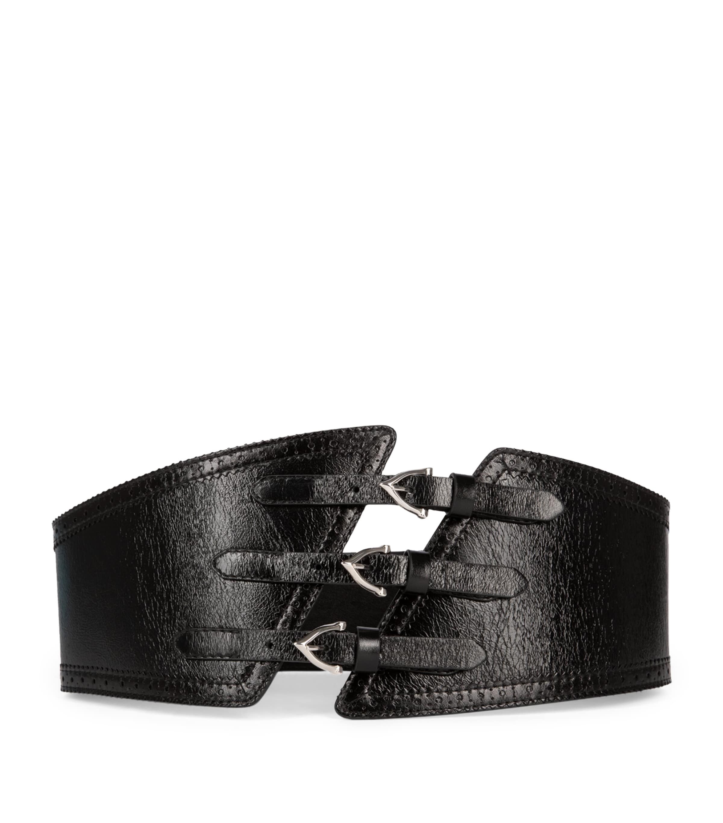 Shop The Kooples Leather Corset Belt In Black