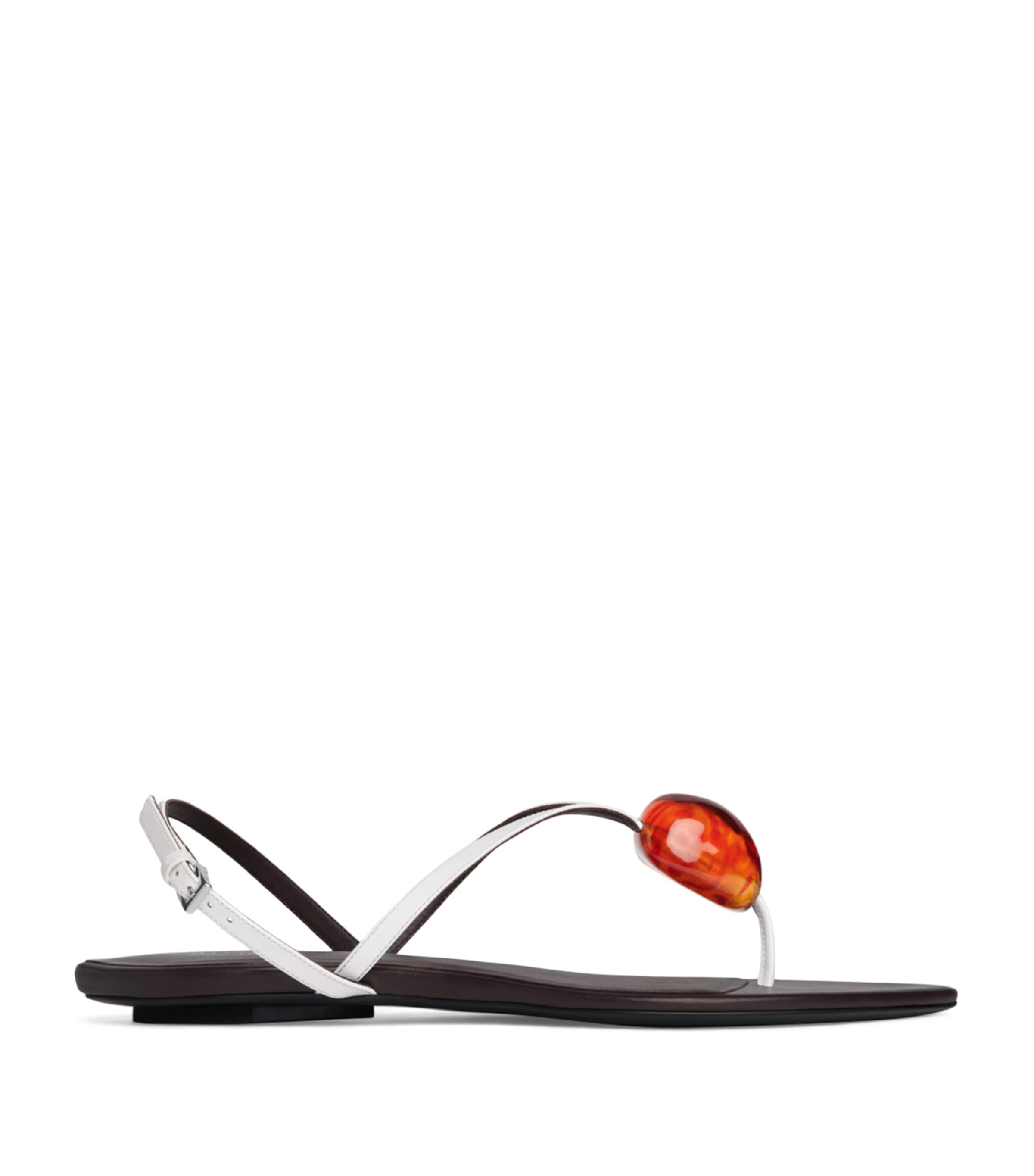 Alaïa Leather Invisible Jewel Sandals Optical White Image 1