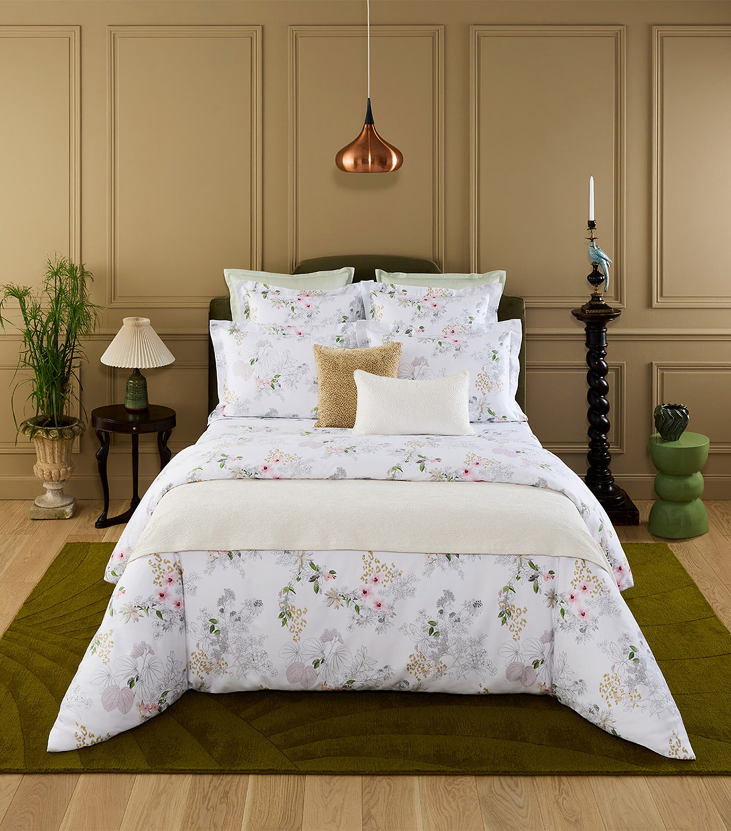 Yves Delorme Embroidered Orchidee Super King Bedcover (285cm x 250cm) Multicoloured Image 2