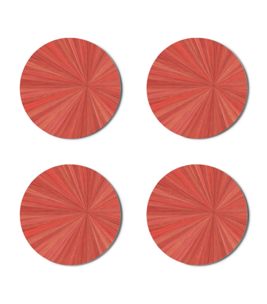 Set of 4 Soleil Round Coasters CORAL Image 1