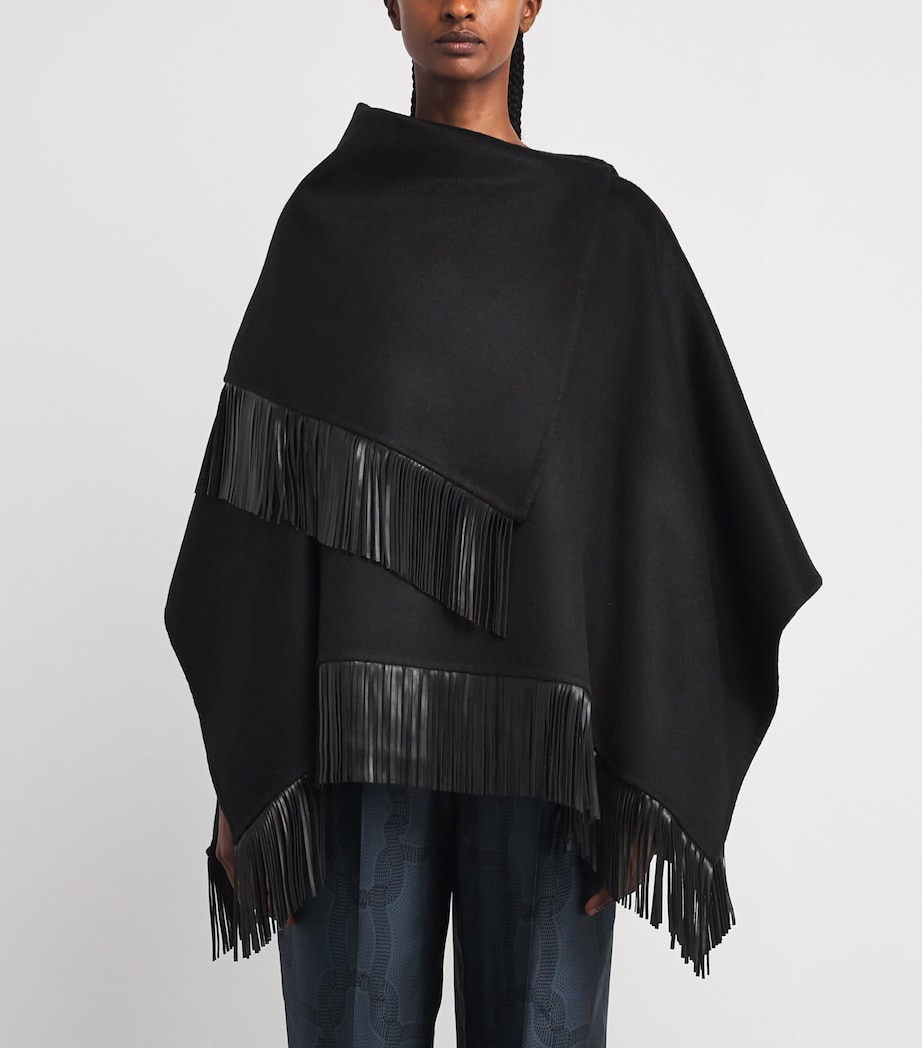 Wool-Alpaca-Cashmere Poncho K09 BLACK Image 3