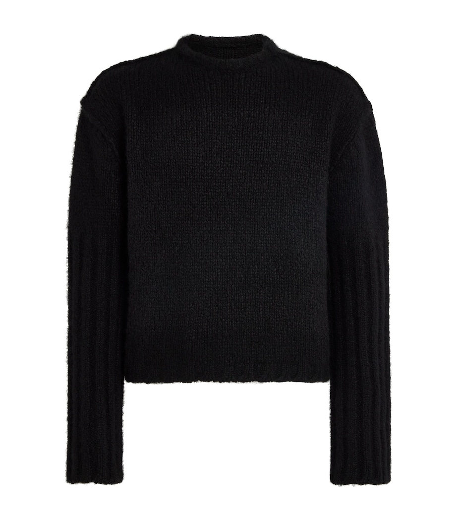 Rick Owens Mens Cashmere-Silk Crew-Neck Sweater Black Image 1