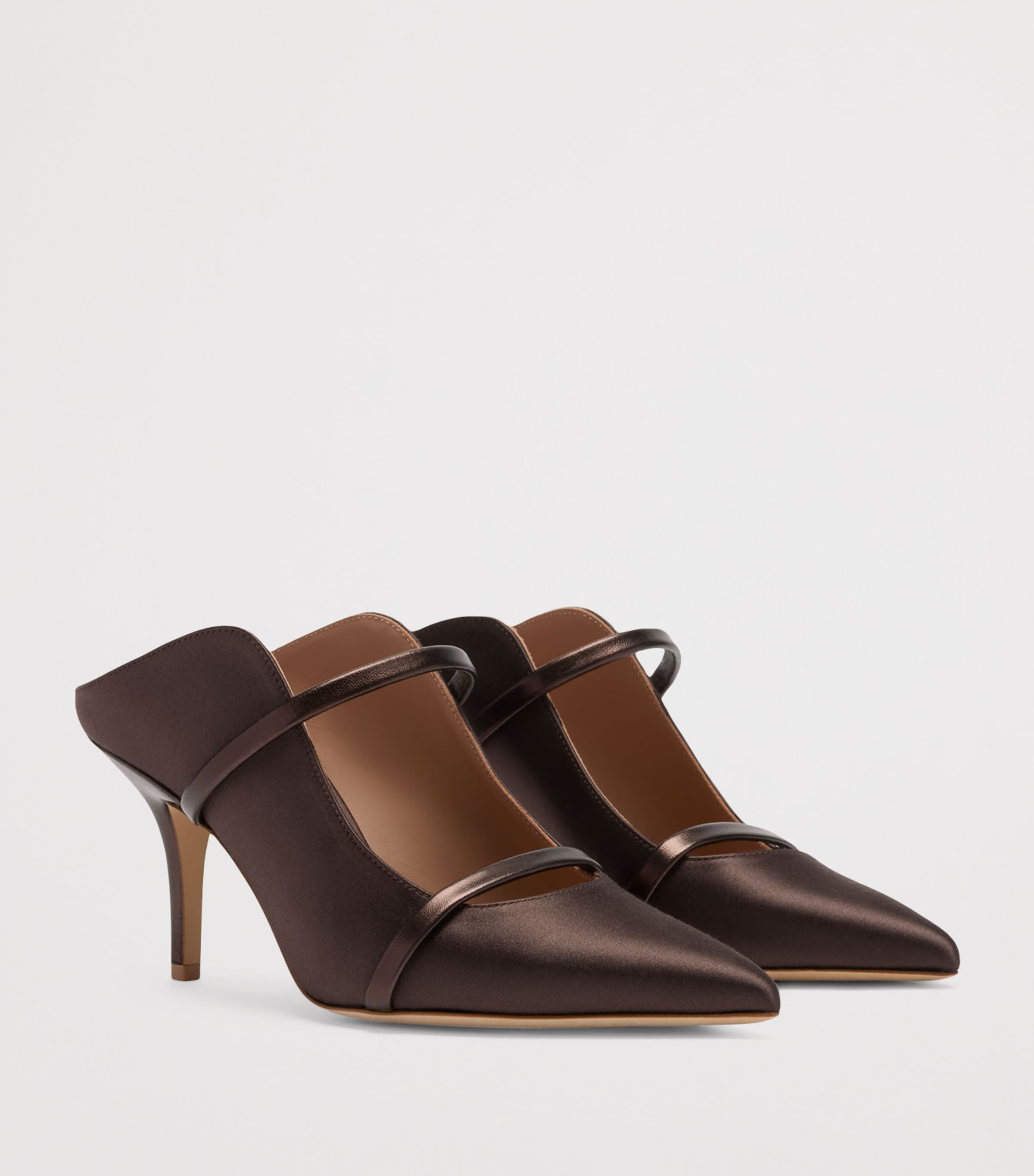 Malone Souliers Satin Maureen Mules 70 Tobacco Image 3