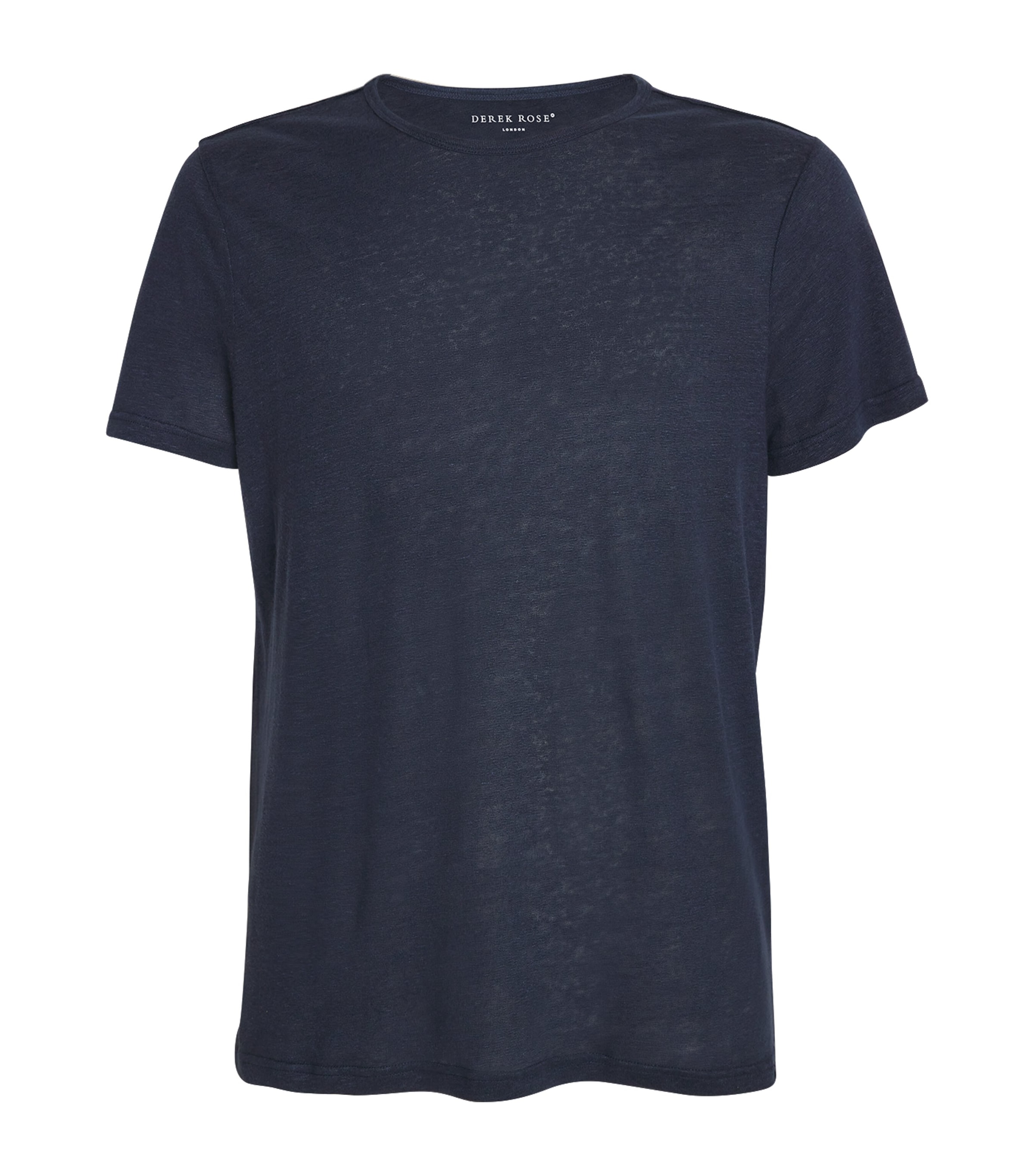 Derek Rose Jordan Crewneck Linen T-shirt In Navy