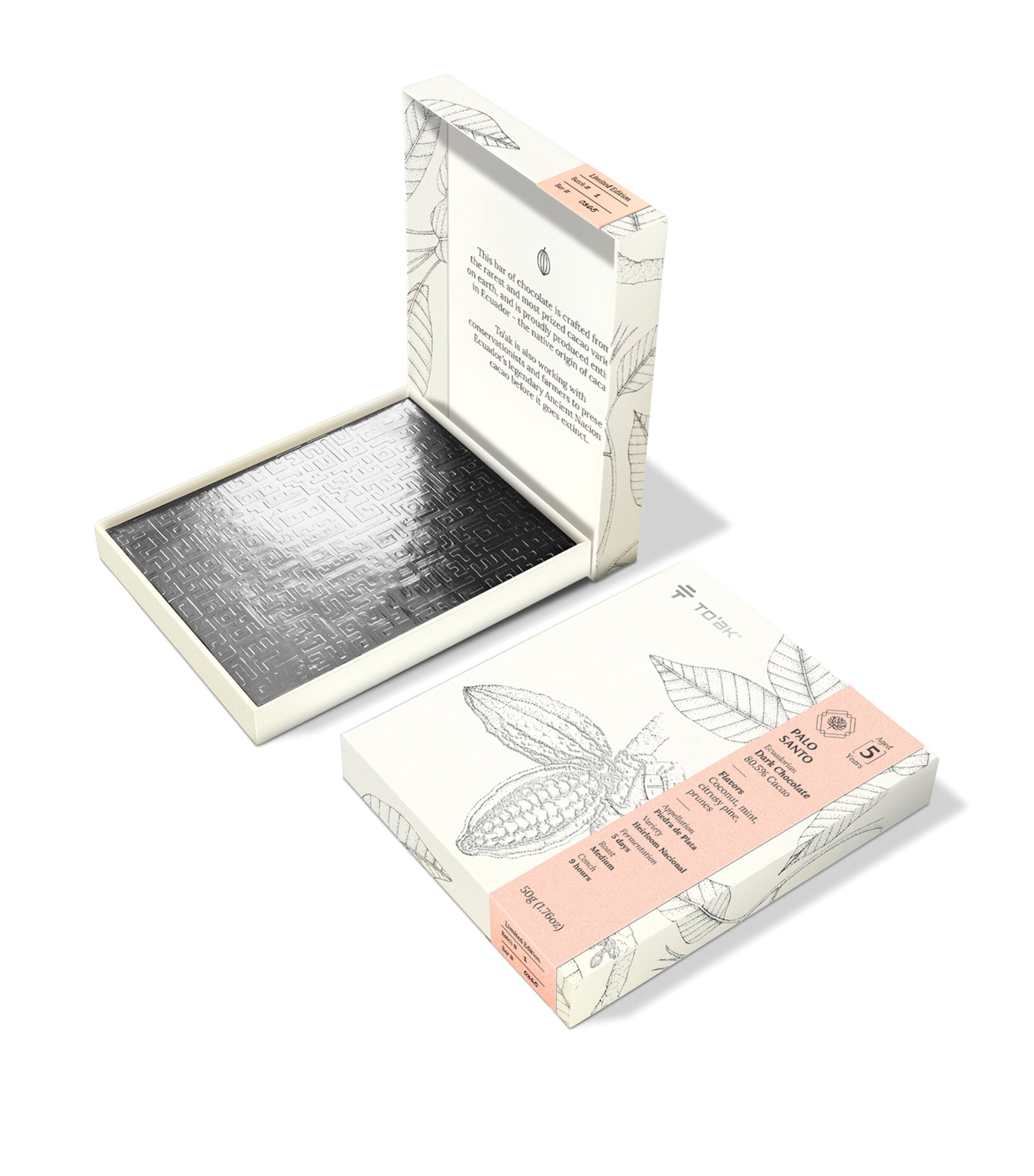 To'ak Palo Santo Cask-Aged Harvest 2019 Ecuadorian Dark Chocolate Bar (50g) Image 2