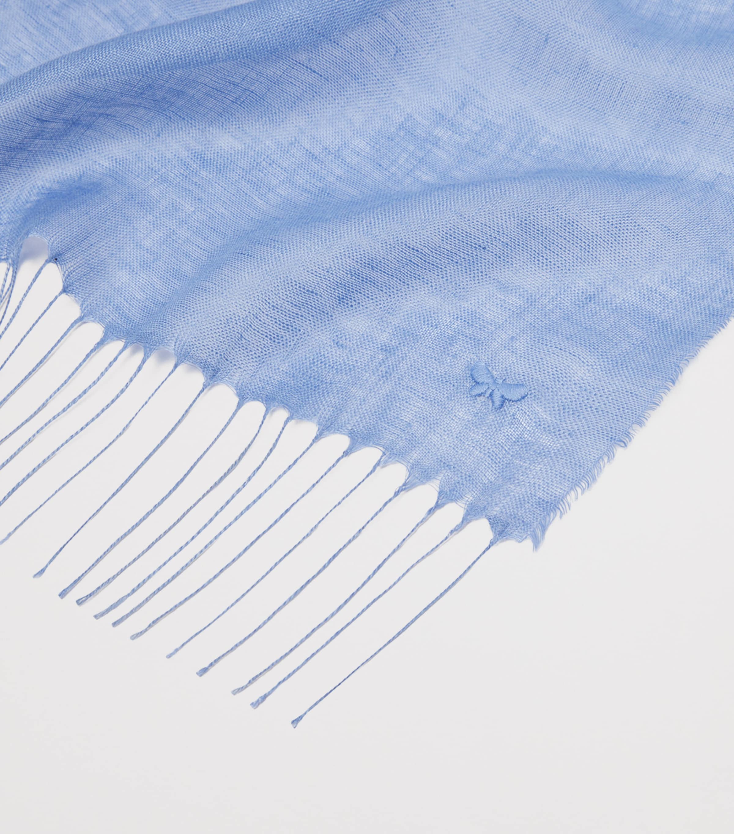 Weekend Max Mara Linen Fringe-Trim Scarf Light Blue Image 2