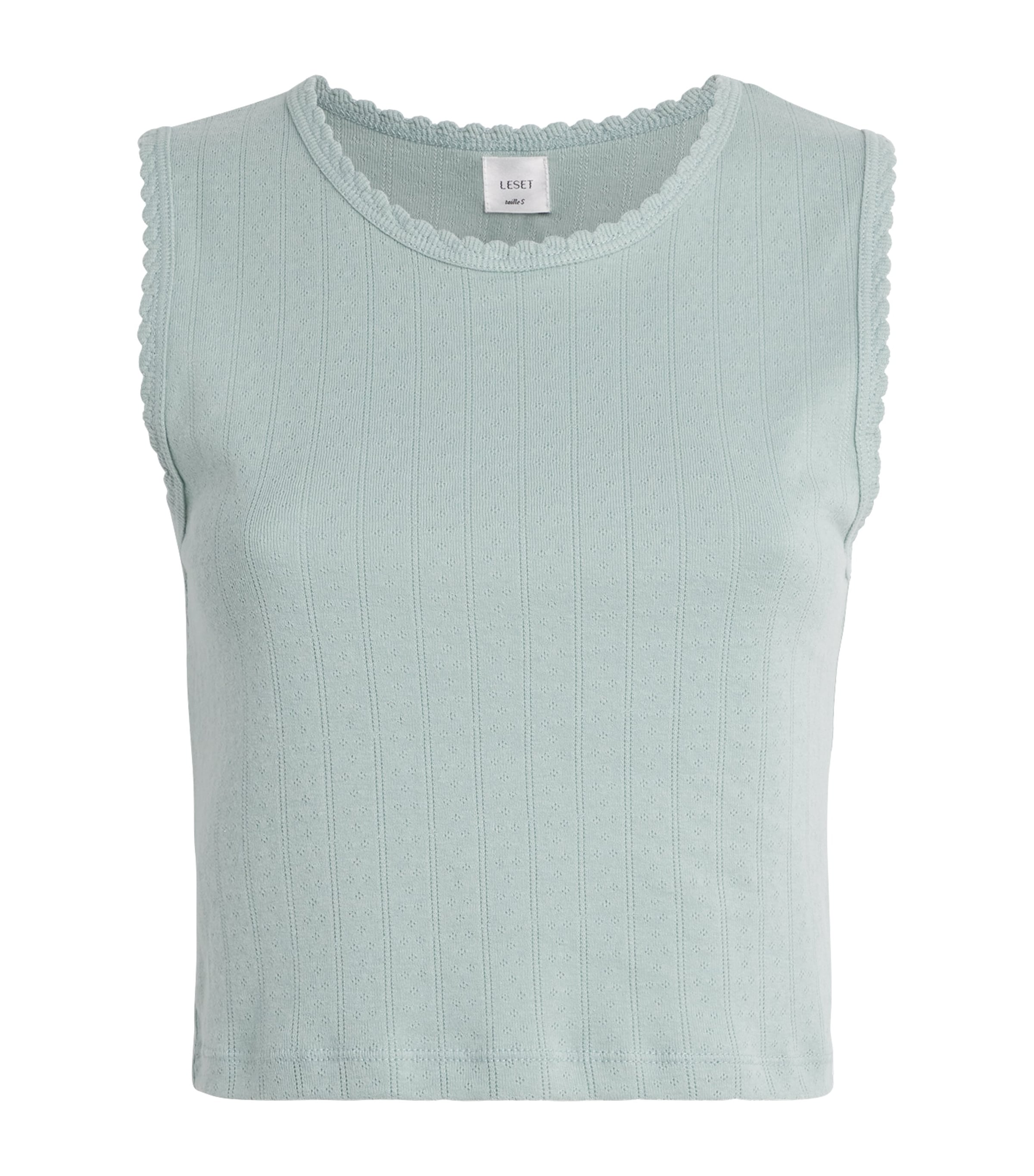 LESET Womens Classic Pointelle Vest Eucalyptus Image 1