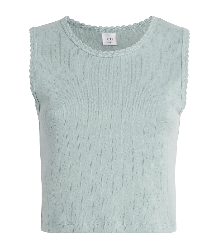 LESET Womens Classic Pointelle Vest Eucalyptus Image 1