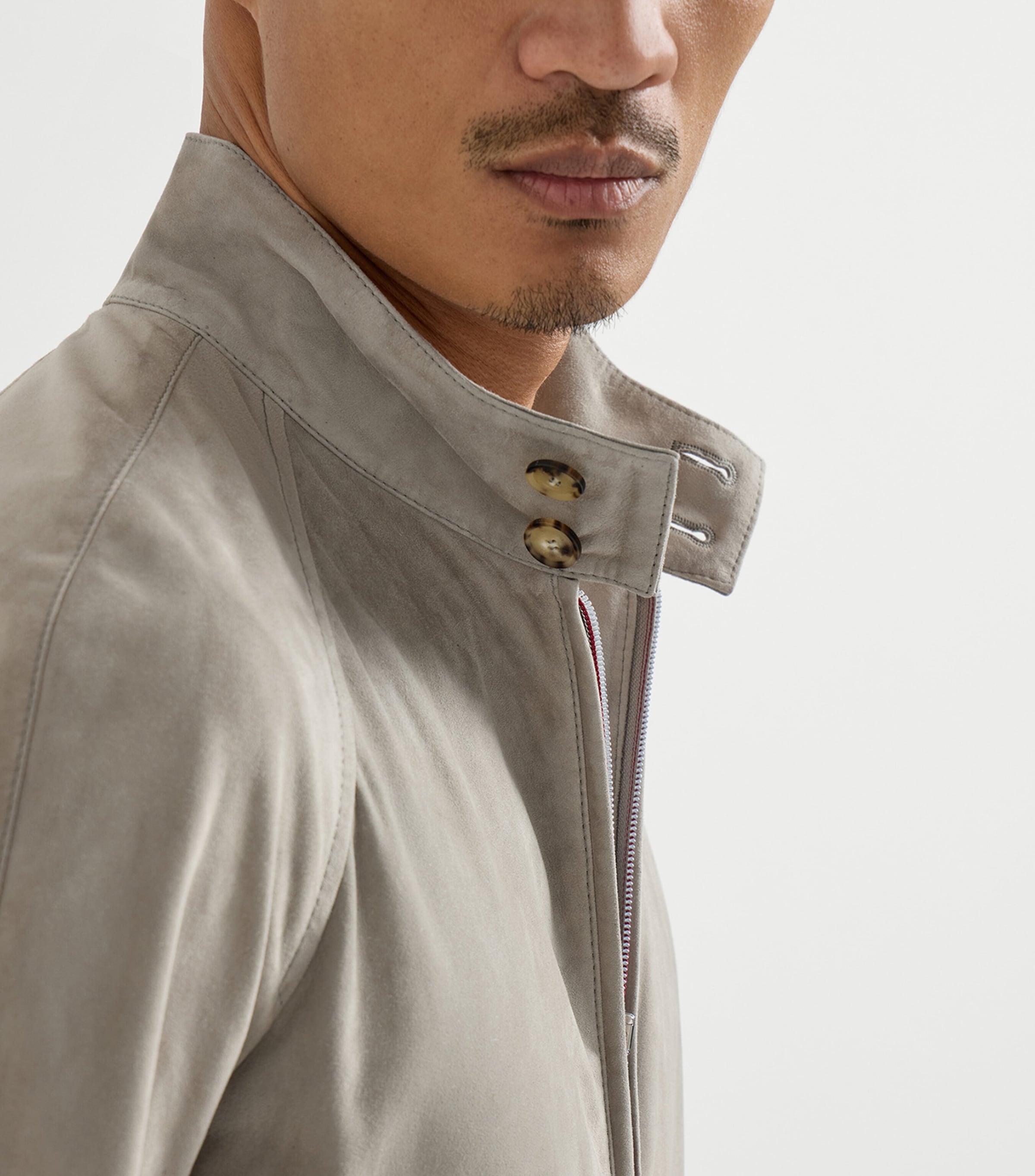 Brunello Cucinelli Mens Suede Two-Way Zip Jacket Image 6
